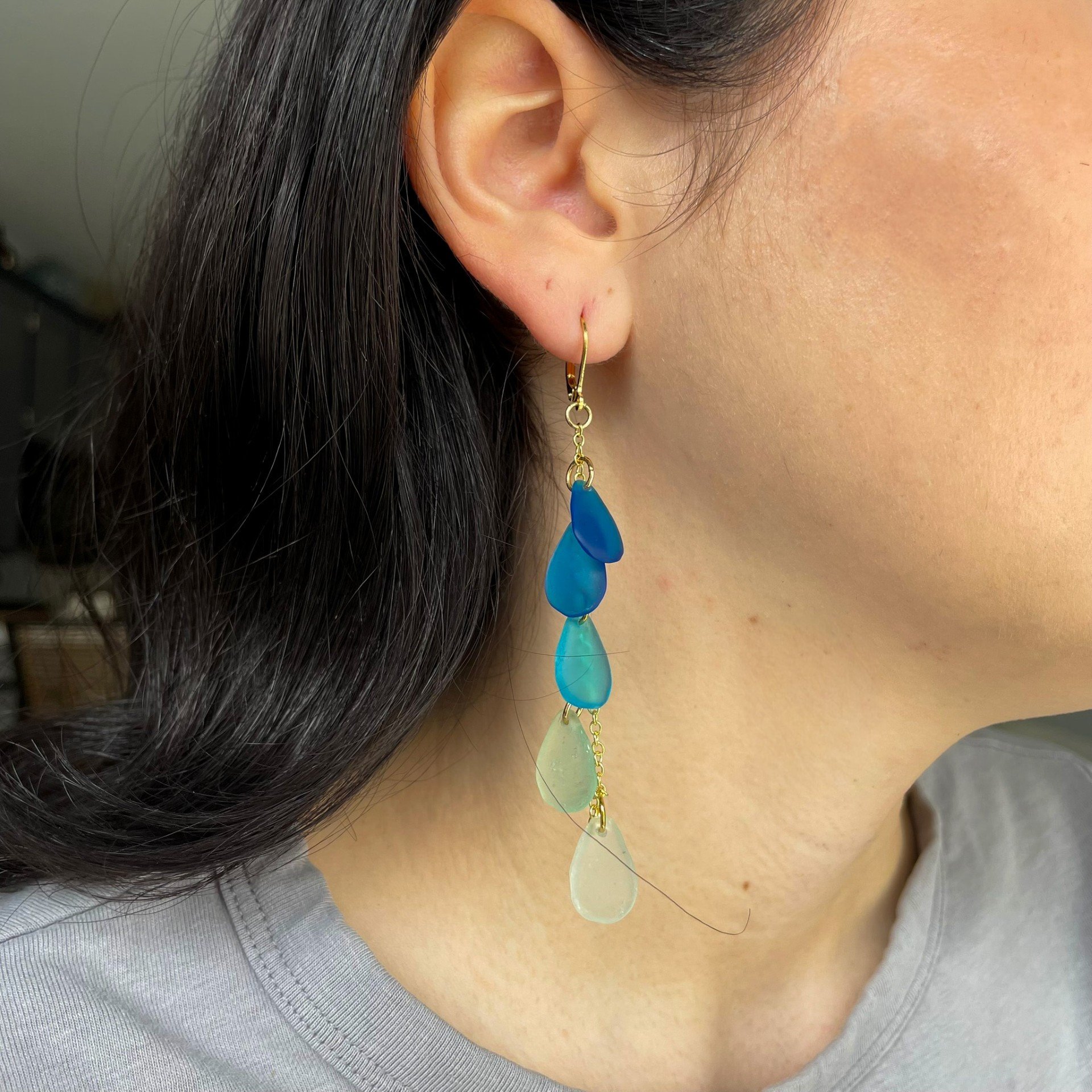 Blue ombre glass earrings wearing.jpeg
