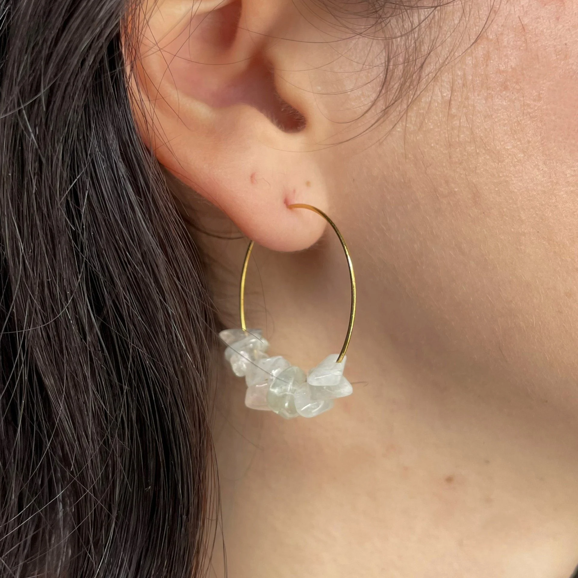 Quartz Gold Hoops