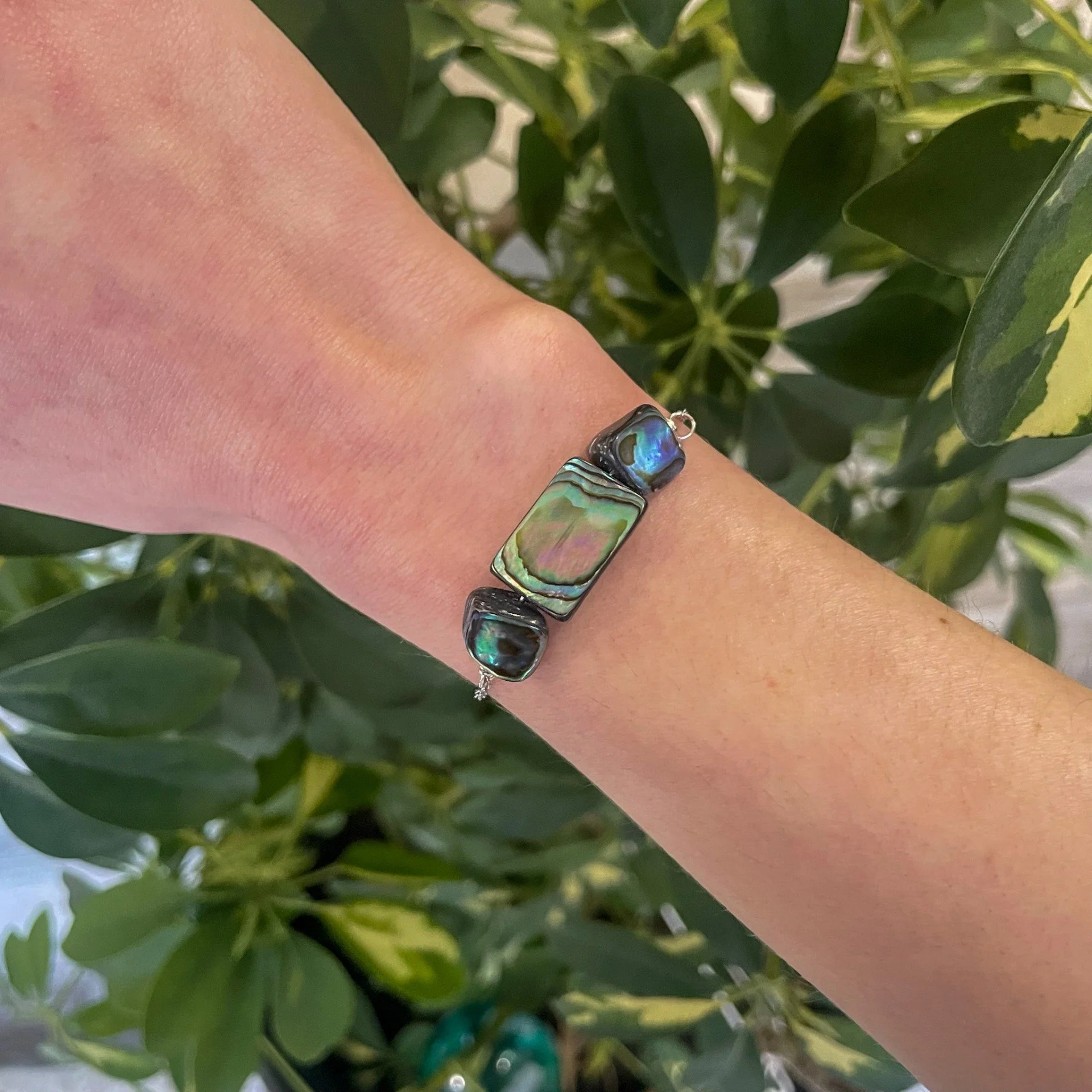 Abalone Silver Chain Bracelet