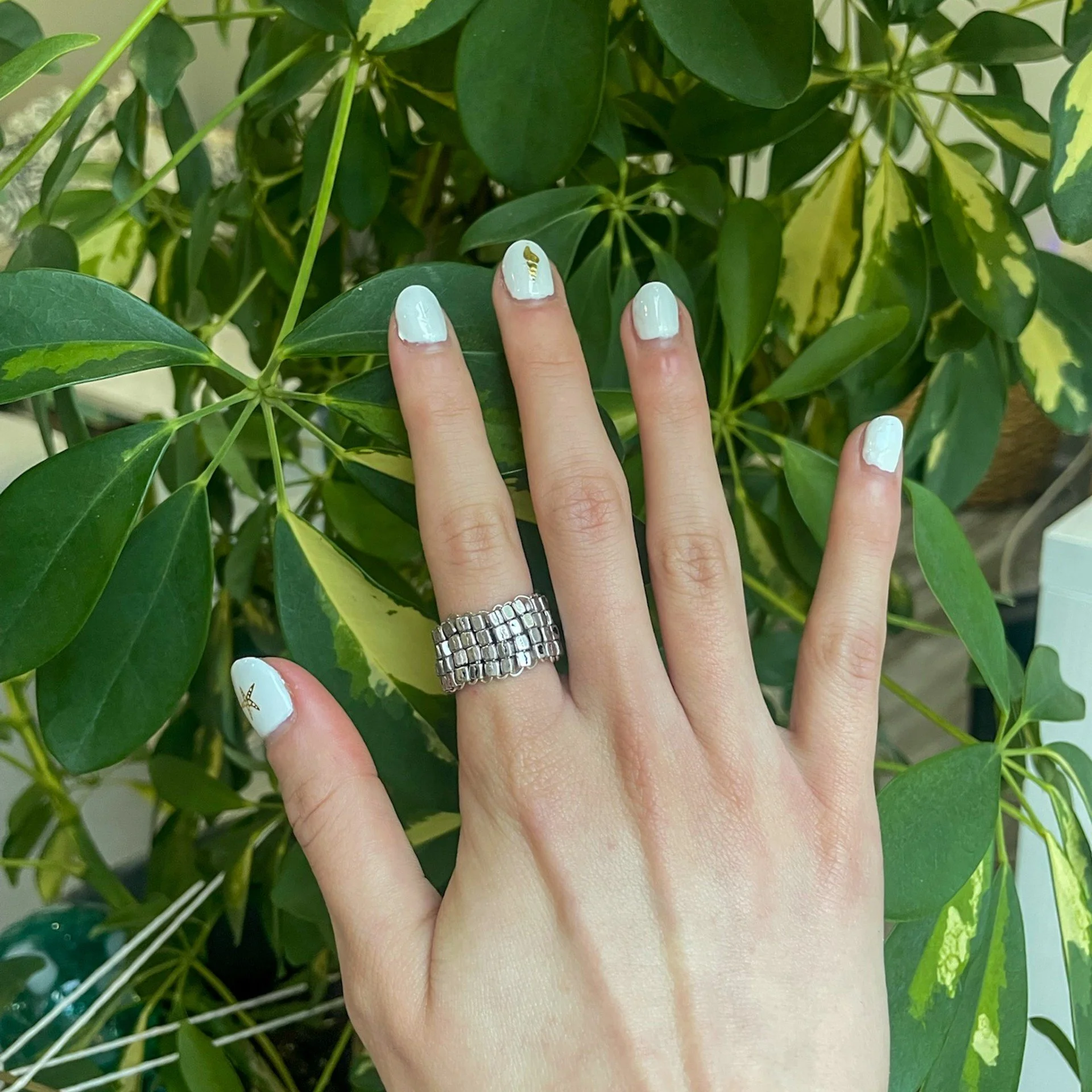 Vintage Silver Beaded Statement Ring