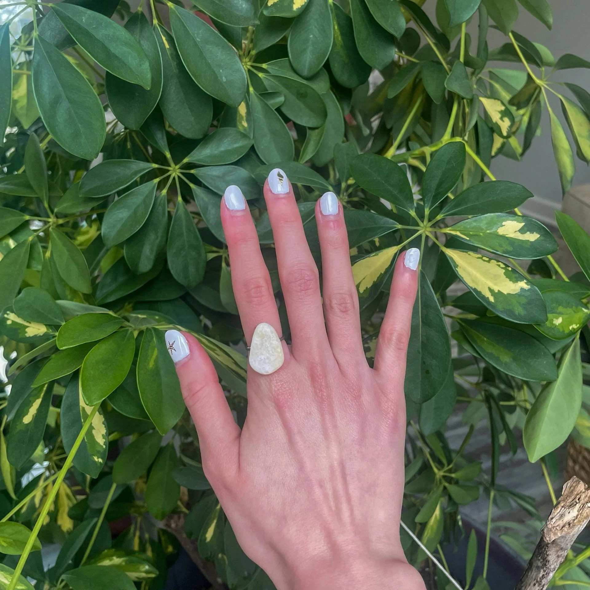 Teardrop Worry Stone Silver Ring