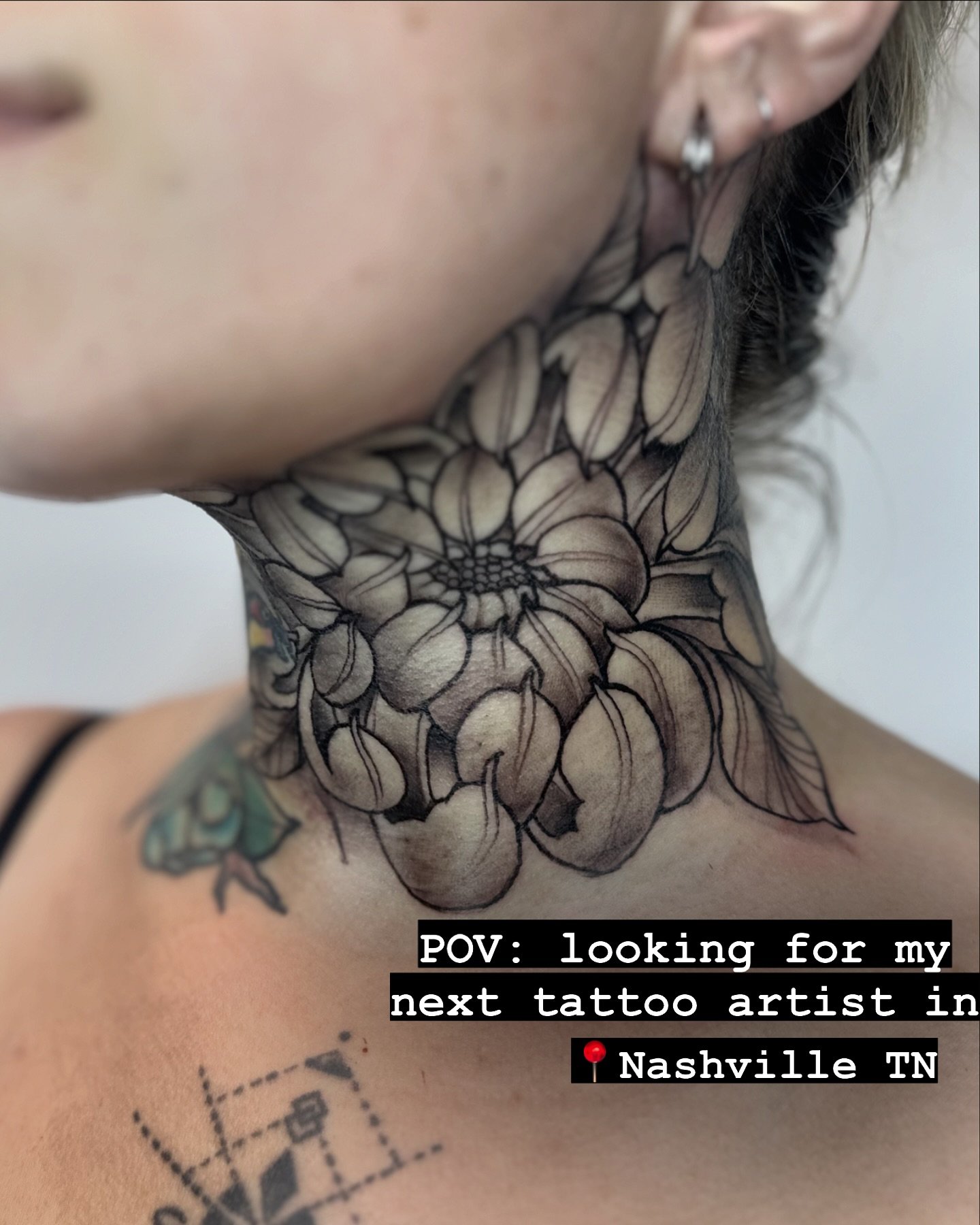 A Chrysanthemum for @serahsubmarine &lsquo;s neck!! 

Are you brave enough to get your neck tattooed?
Here&rsquo;s your sign from the universe telling you that you are 😉

💫Booking Appointments (link in bio)
or DM for inquiries

#tattoo #necktattoo 