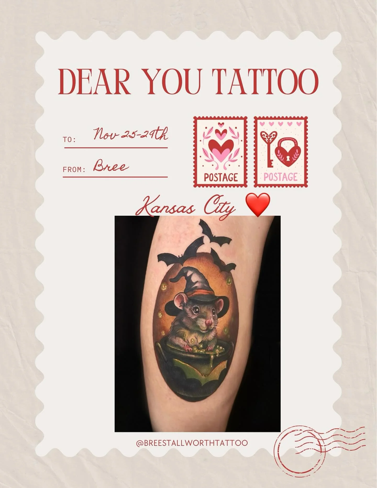 ‼️GUEST SPOT ‼️ 

I&rsquo;ll be hanging out with the sweet people of @dearyoutattoo Nov 25-29th! 

Booking form in bio ❤️❤️❤️