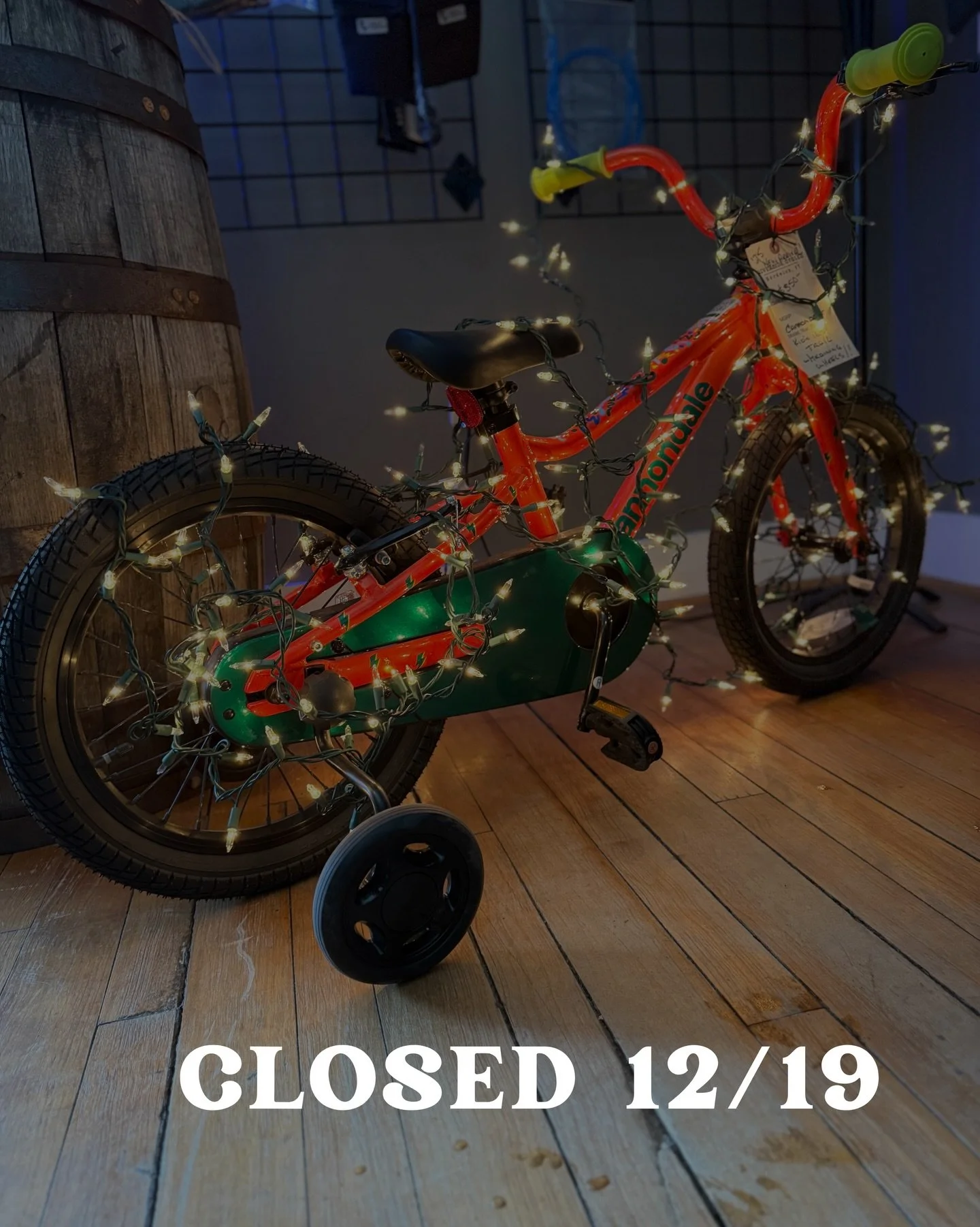 Sorry for any inconvenience but due to short staffing (and impending weather) we will be closed Friday 12/19. 

We will open Saturday and Sunday for last minute Christmas shopping with great deals on bikes and gear! 

#bikeshop #bikes #christmastime 