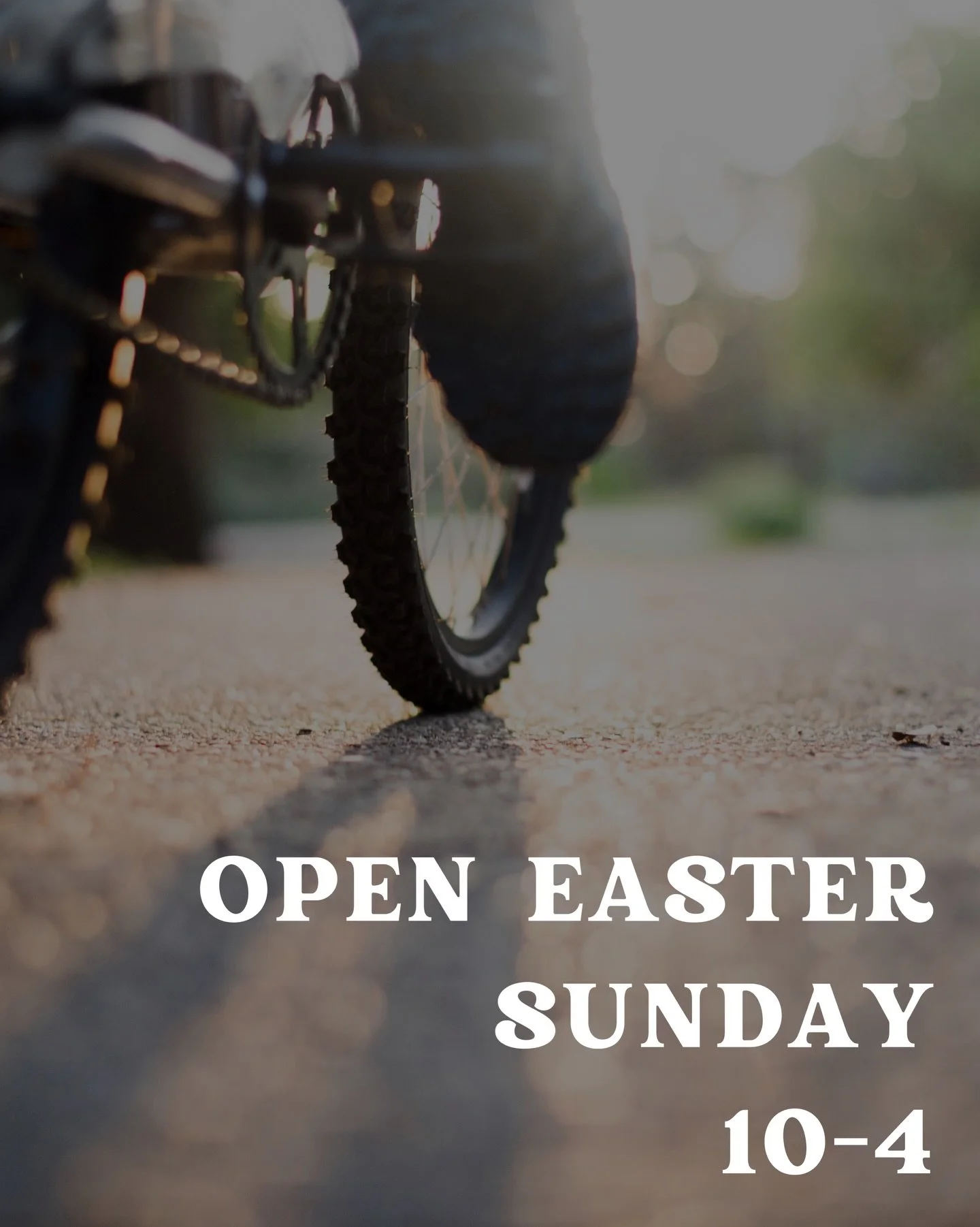 Hop to it 🐰 we&rsquo;re OPEN this Easter Sunday from 10&ndash;4!

Whether you&rsquo;re sneaking away from chocolate overload, going for a quick ride, testing out the dirt roads, or just need an excuse to get out of the house&hellip; we&rsquo;ve got 