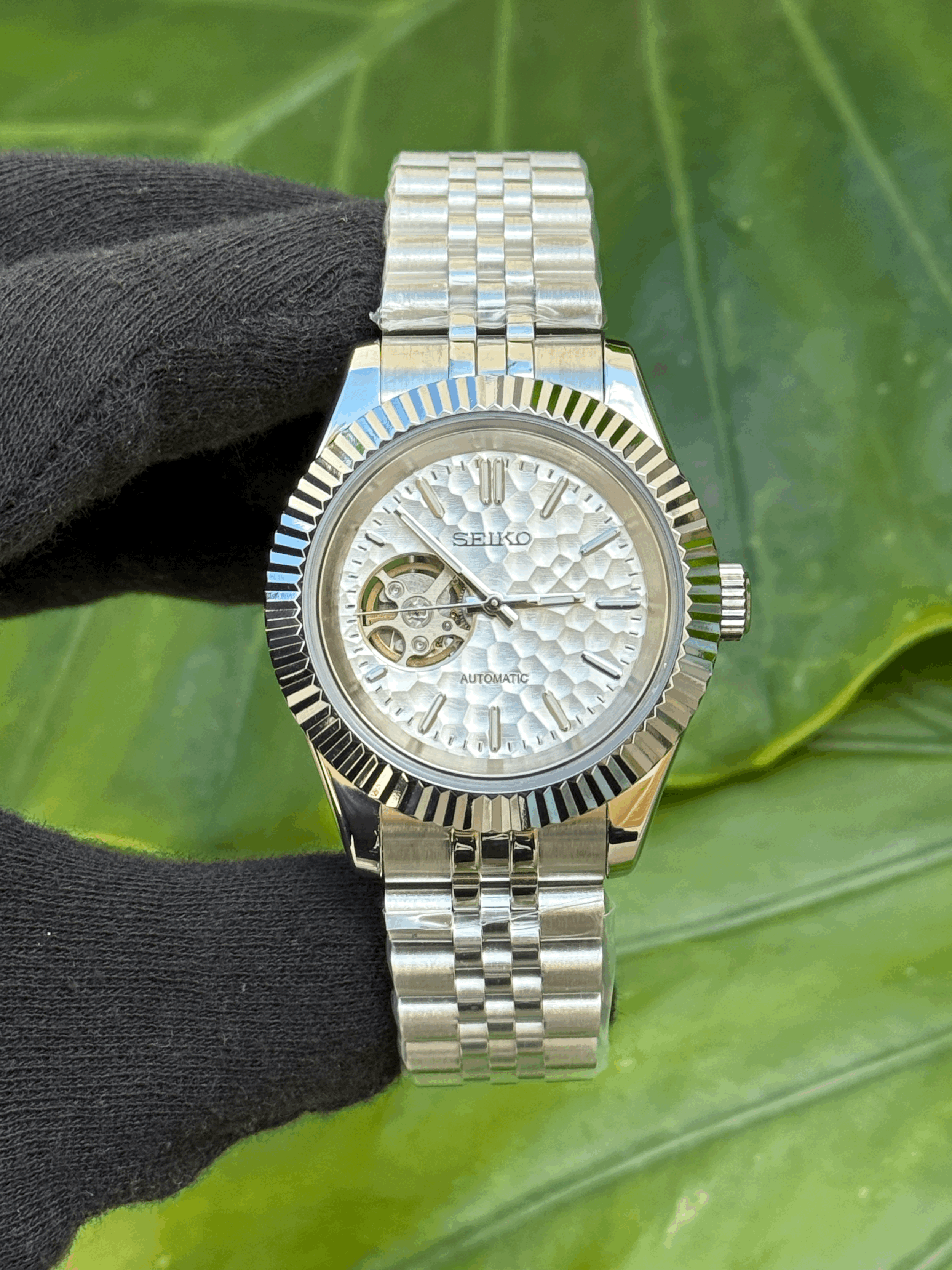 DJ MOD OPEN HEART - SILVER HAMMERED TEXTURE DIAL