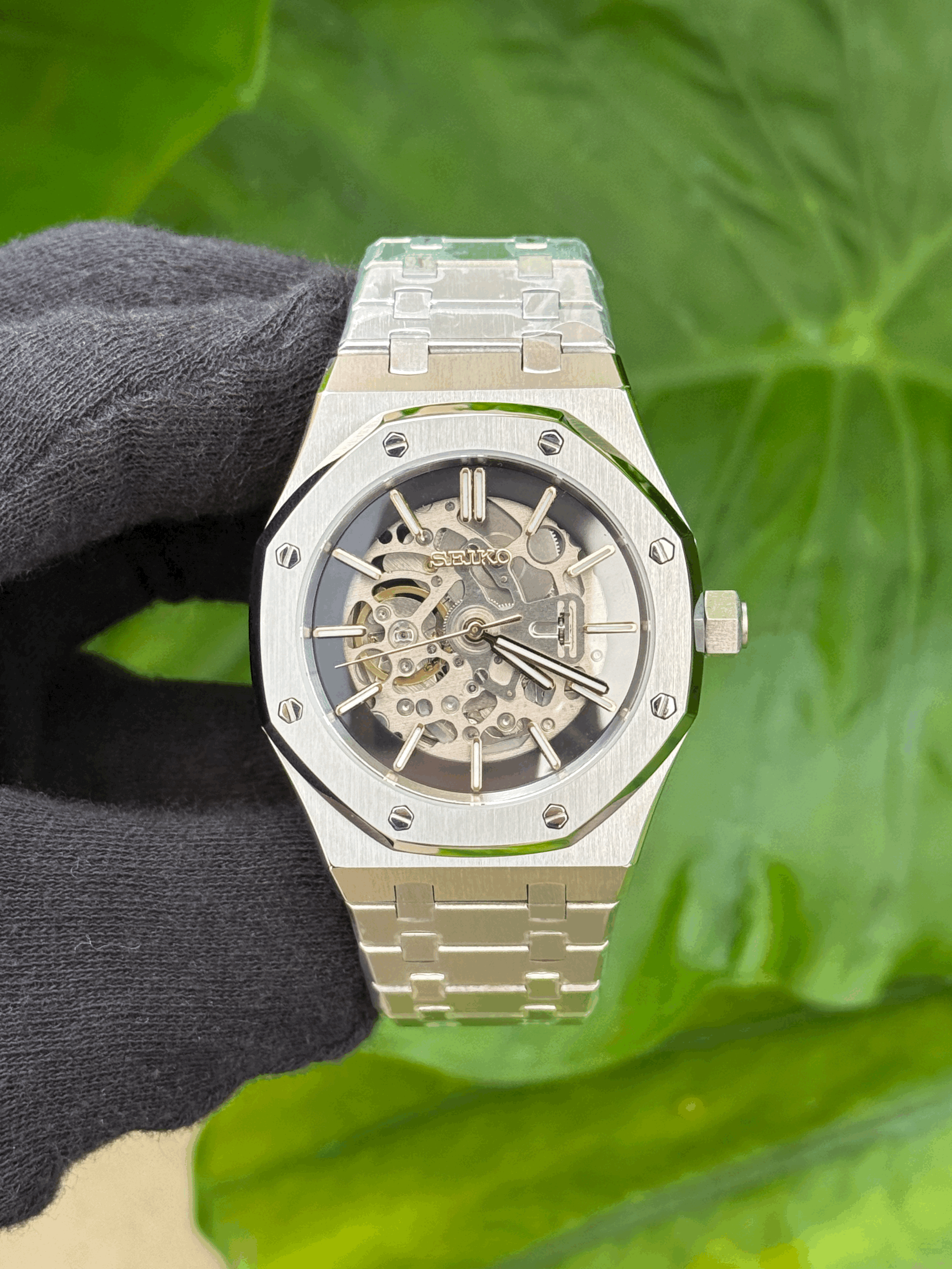 Royal SEIKOAK Skeleton - Steel/Rose Gold accents Nh70
