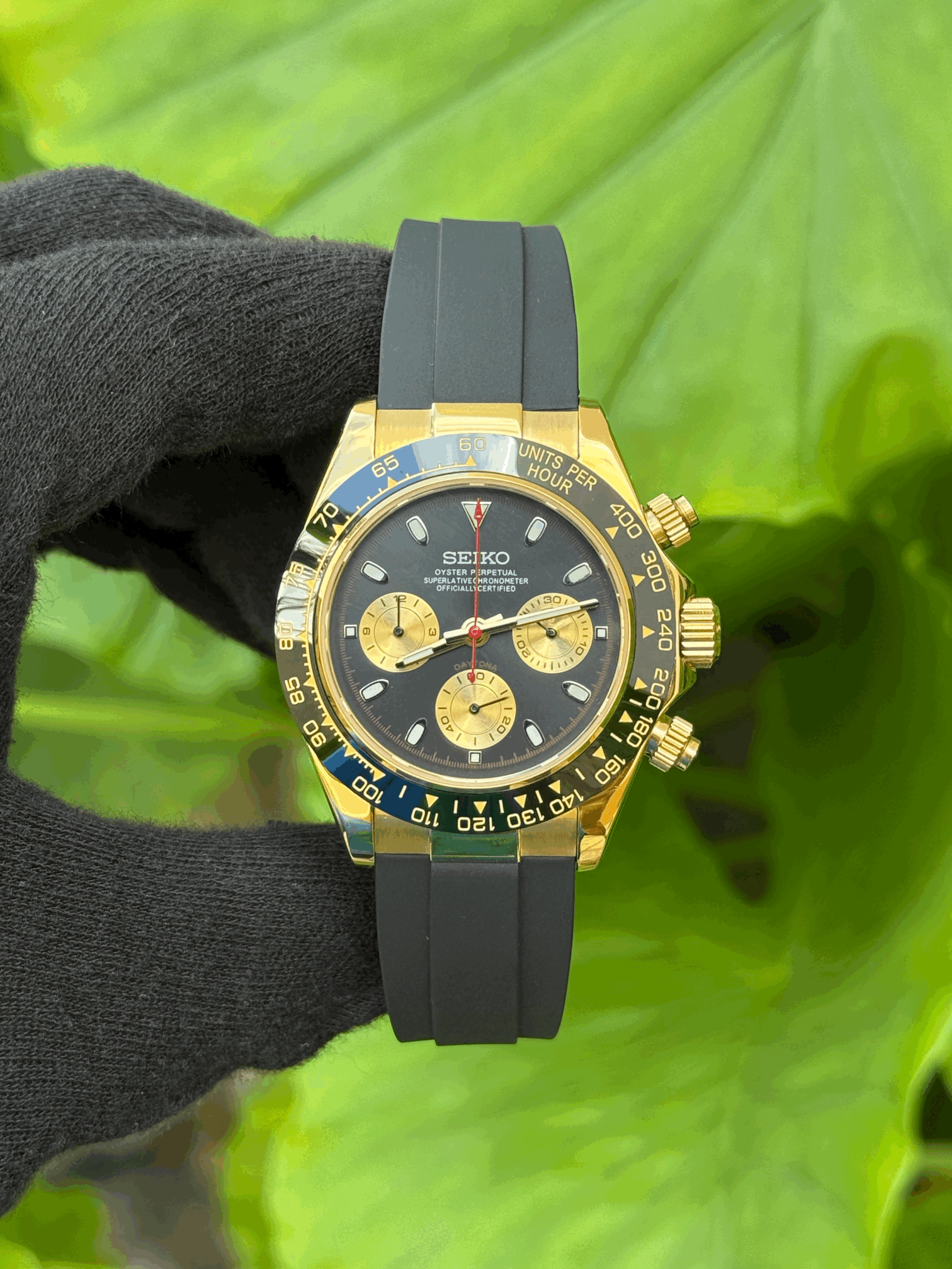 SEITONA- YELLOW GOLD - BLACK RUBBER CHRONO