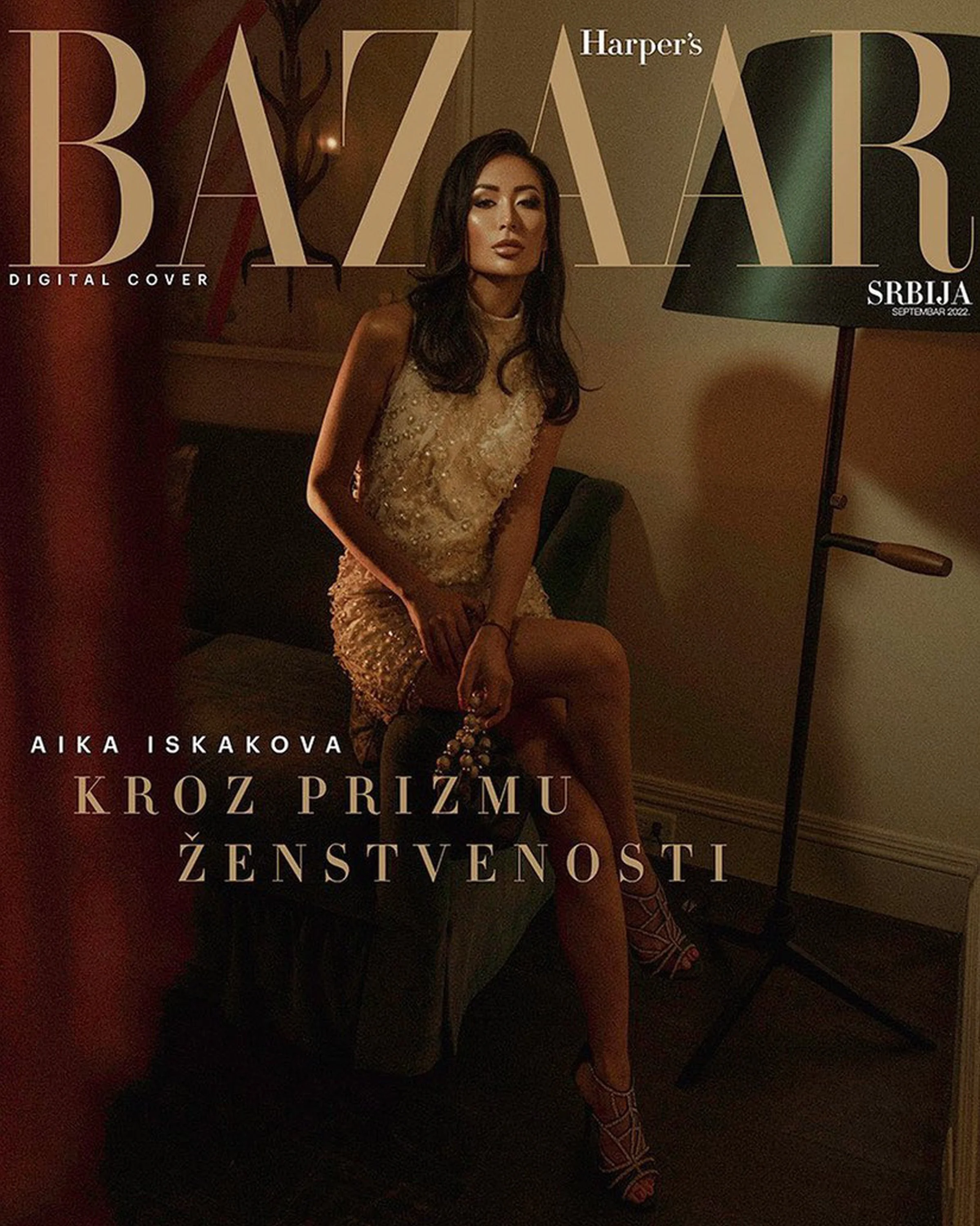 Dress designed by Madimez on front cover of Harper's Bazaar Serbia