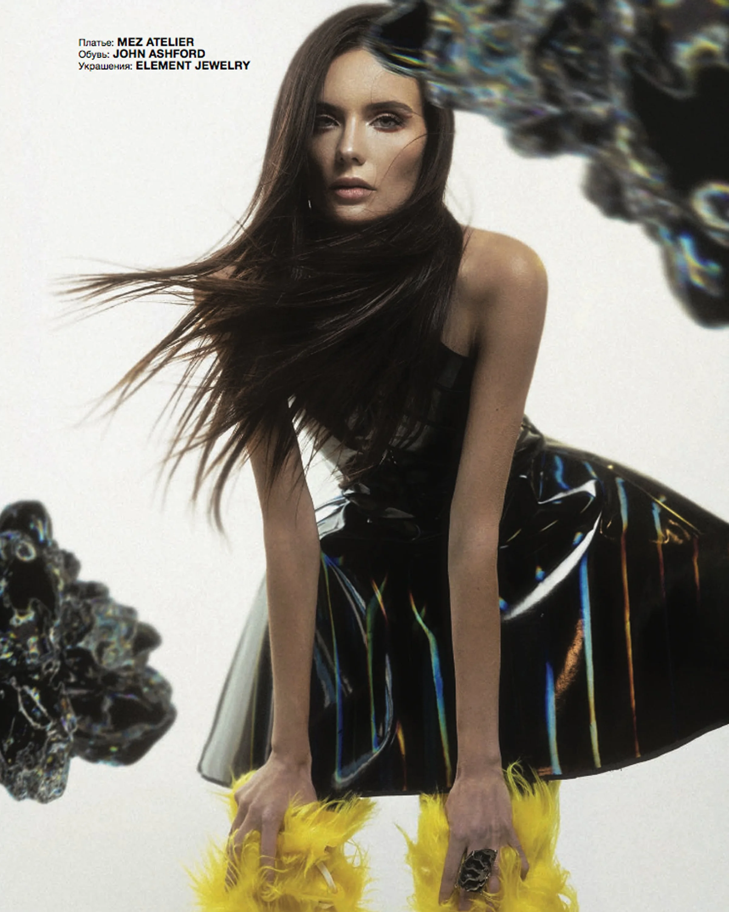 Dresses designed by Madimez on four page spread of Numero Russia Magazine