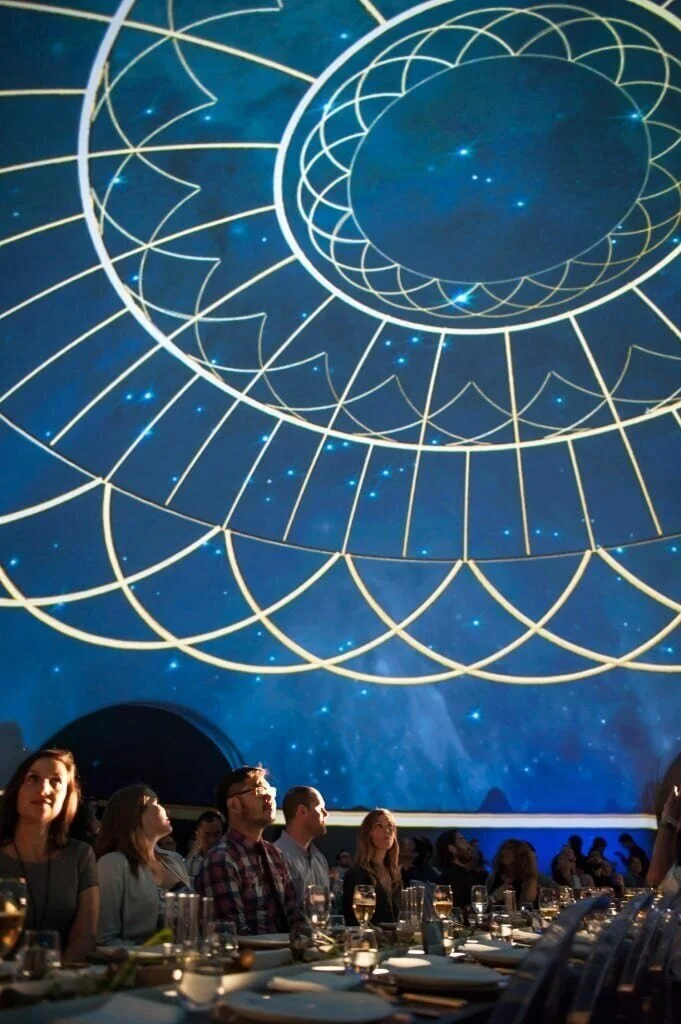   A 360-degree film was projected inside the dome, reinventing diners’ sense of space.  