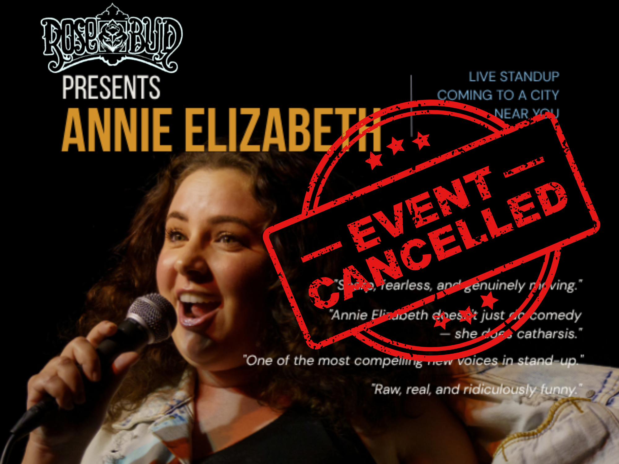 CANCELLED: Annie Elizabeth Presents: Positive Results Comedy Tour LIVE at The Rosebud