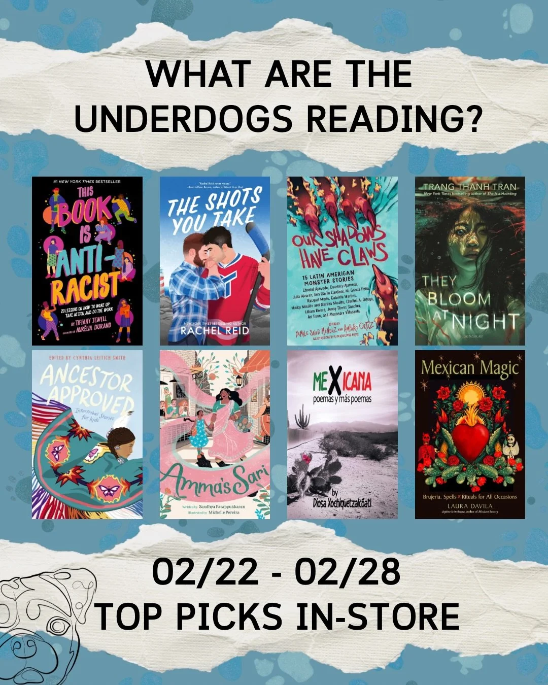 What are the Underdogs reading? Here&rsquo;s your top picks this week from in-store and online at @librofm and @bookshop_org 📚🏳️&zwj;🌈🐶

Slide 1: Top Picks in Store 

THIS BOOK IS ANTI-RACIST tiffanymjewell, illustrated by Aurelia Durand @4ur3lia