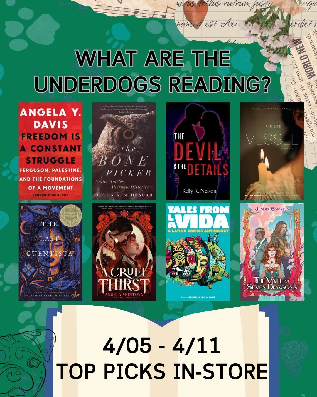 What are the Underdogs reading? Here&rsquo;s your top picks this week from in-store and online at @librofm and @bookshop_org 📚🏳️&zwj;🌈🐶

SLIDE 1: books bought in-store 

FREEDOM IS A CONSTANT STRUGGLE by Angela Davis

THE BONE PICKER @devon_mihes