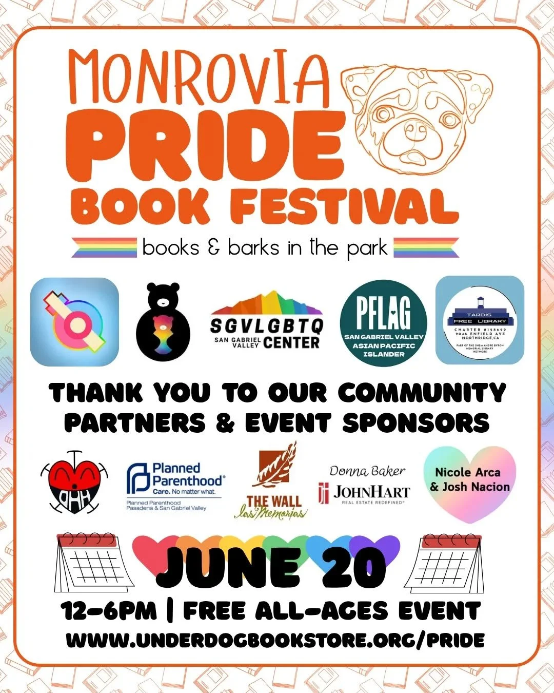 Thank you for supporting the Monrovia Pride Book Festival 🌈✨️ 

We are incredibly grateful to our community partners, event sponsors, and individual donors for helping make this inaugural event a success! 

If you're also looking to get involved: 
?