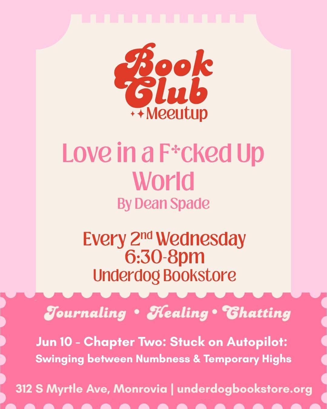 Time for the next "Love in a F*cked Up World" Book Club! 📚💖

Whether you joined from the beginning or are just getting started, all are welcome to meet and discuss a new chapter every second Wednesday! 

Pick up a copy in-store or keep su