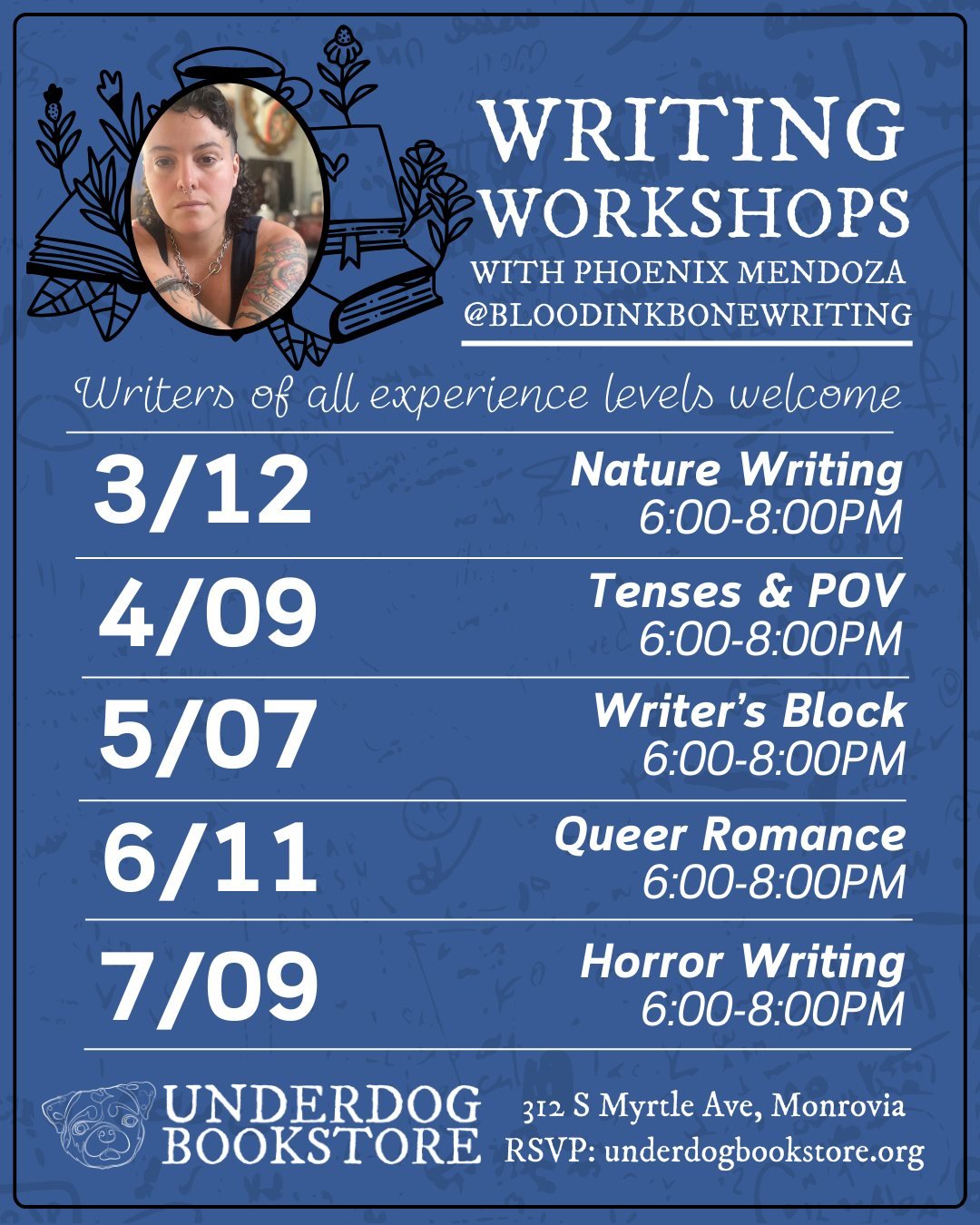 Next up in our Writing Workshops series: Queer Romance 🏳️&zwj;🌈💖 

Writers of all experience levels welcome! 18+ reccommended 🌶

🗓 Thursday, June 11th from 6-8PM
📍312 S Myrtle Ave, Monrovia 

PS: You can also find plenty of queer romance reads 