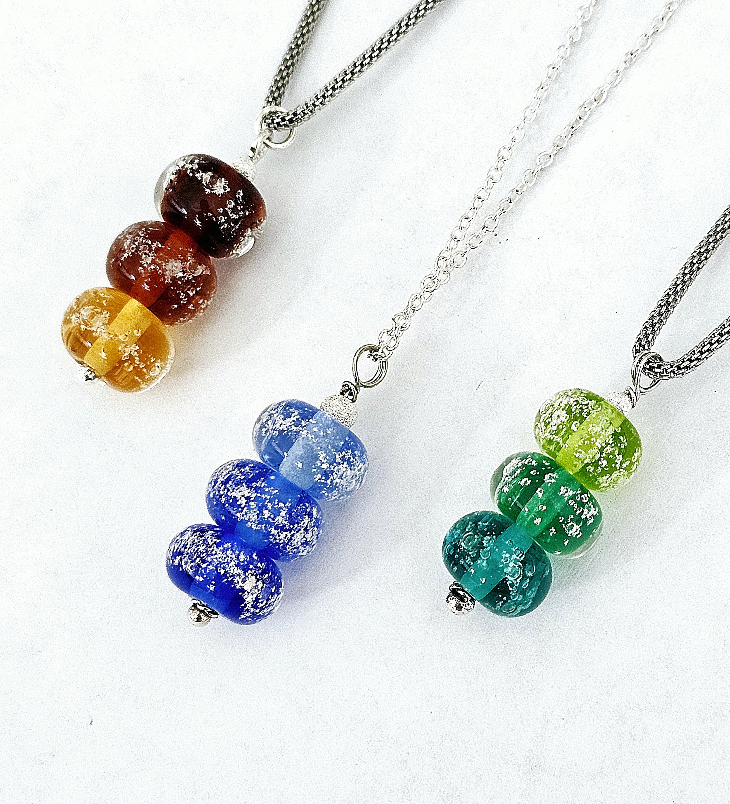Trio glass bead Cremation Ash Pendant