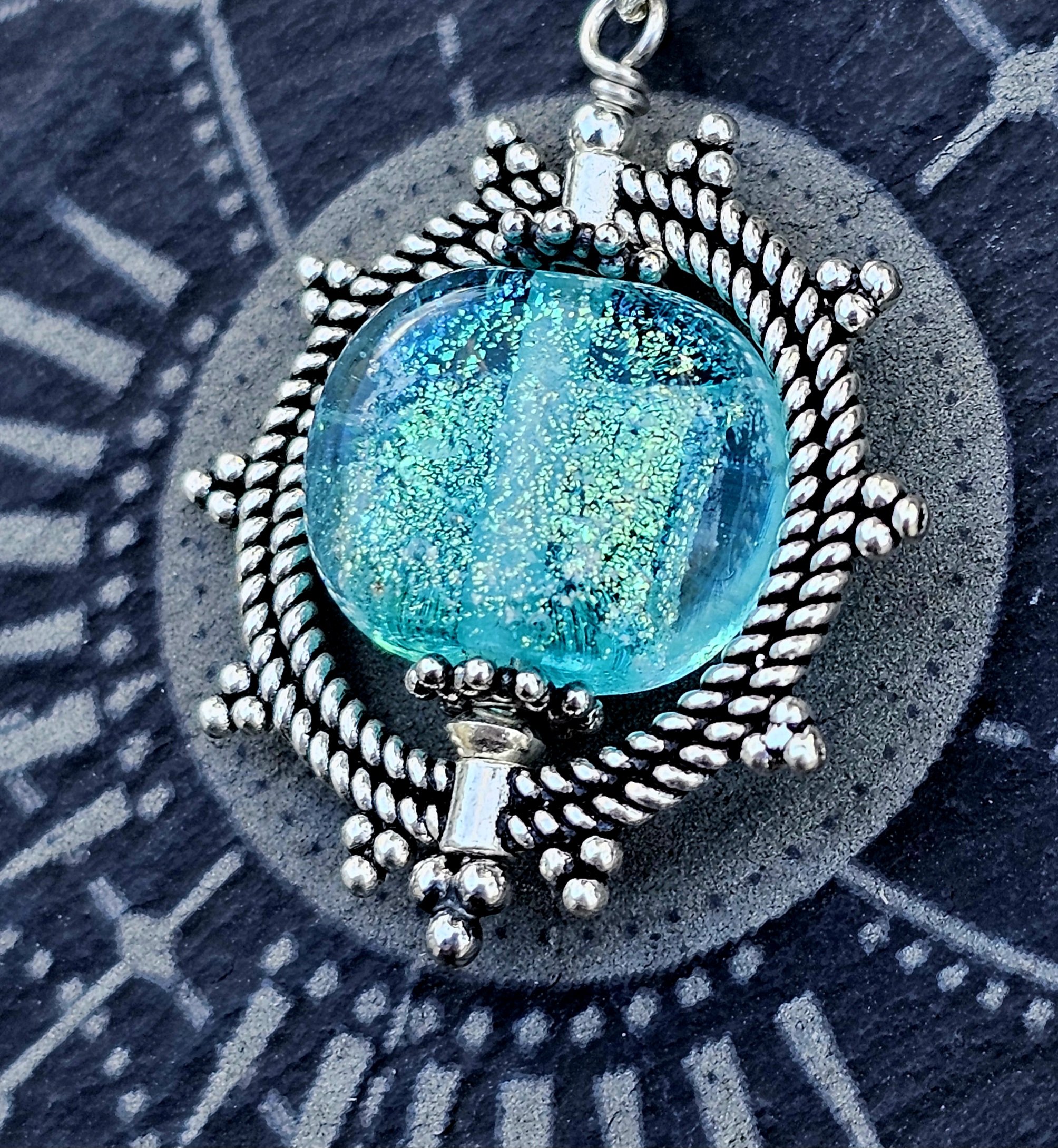 Dichroic Glass Cremation Ash Pendant