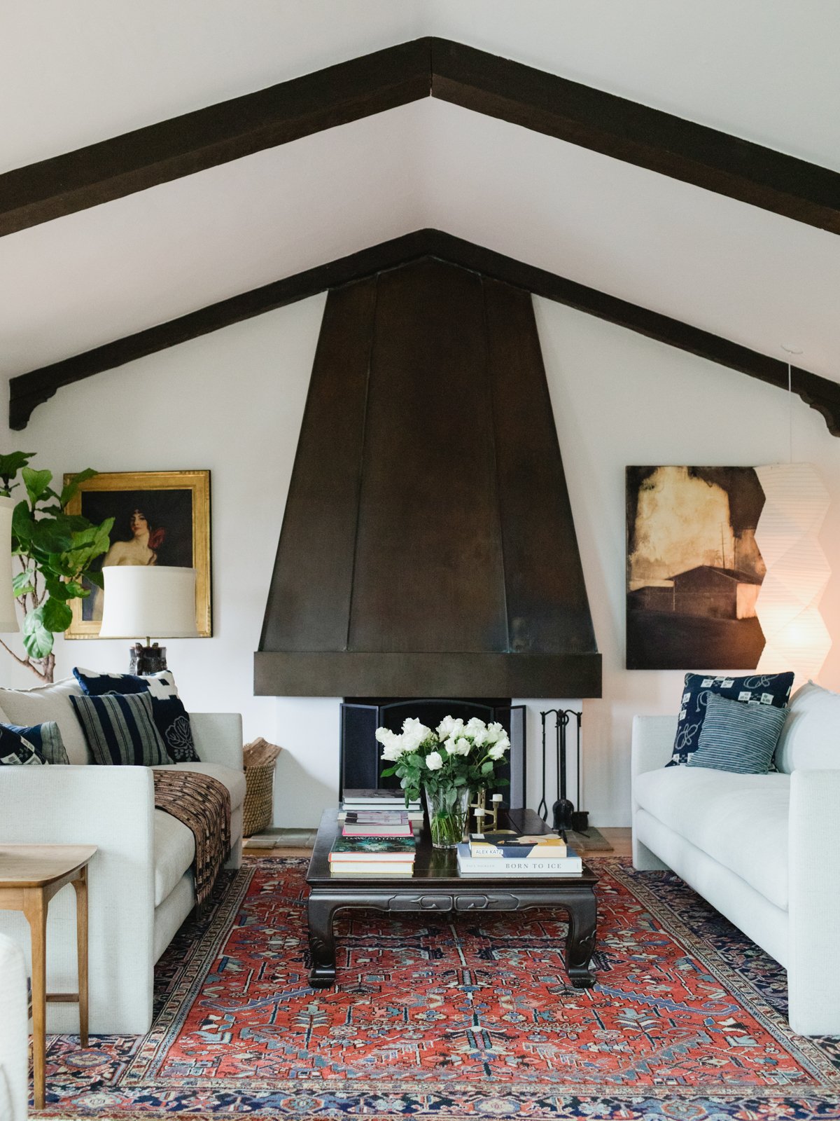 Living room with bespoke iron fireplace