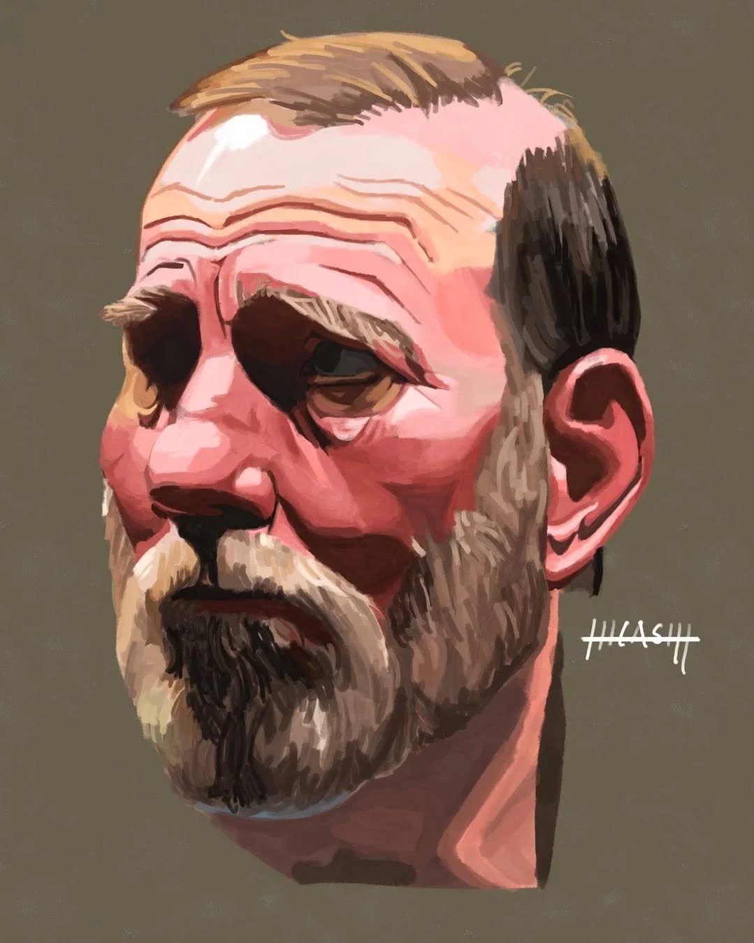 Study in painting without blending or smoothing.