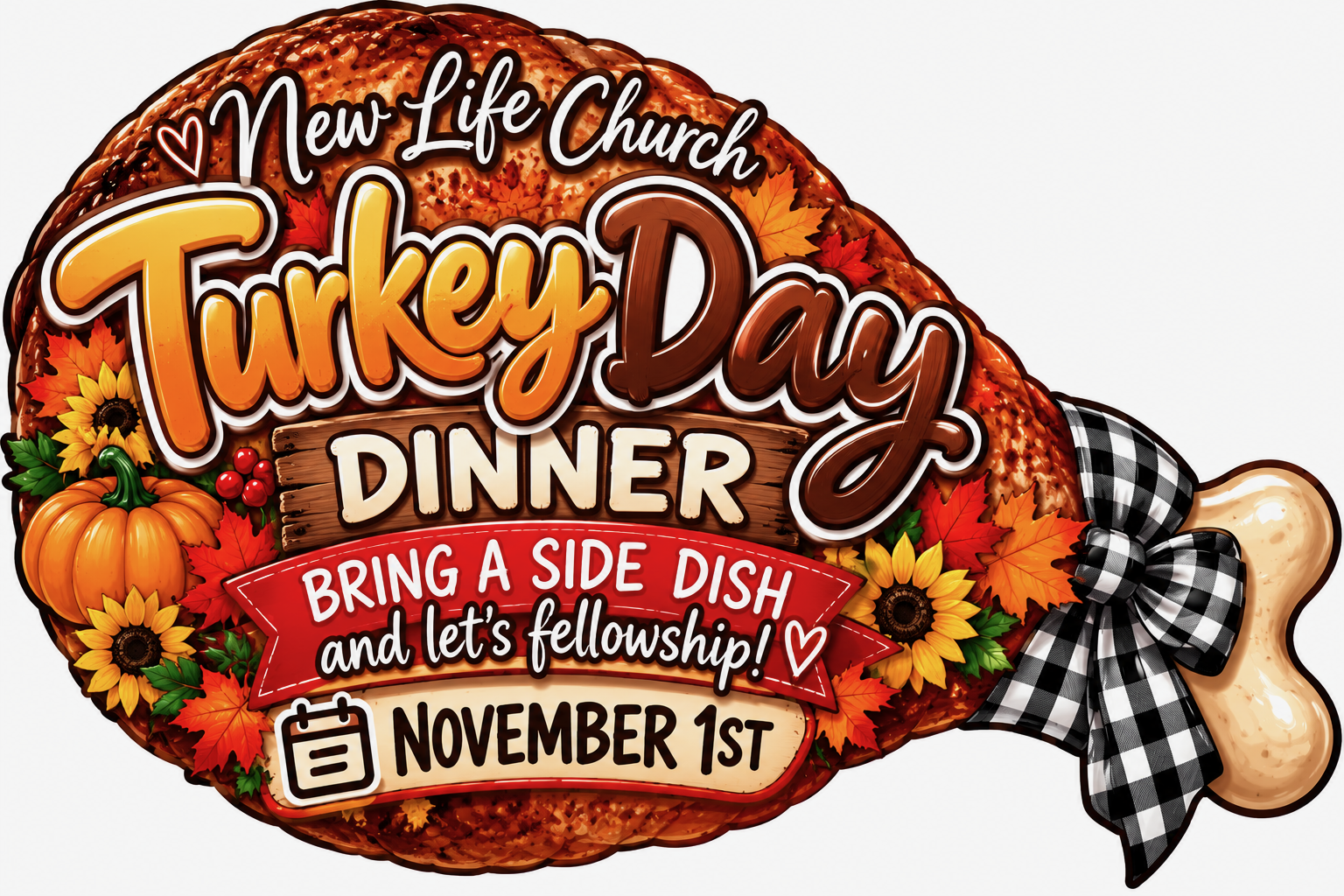 New Life Church Turkey day dinner bring a side dish