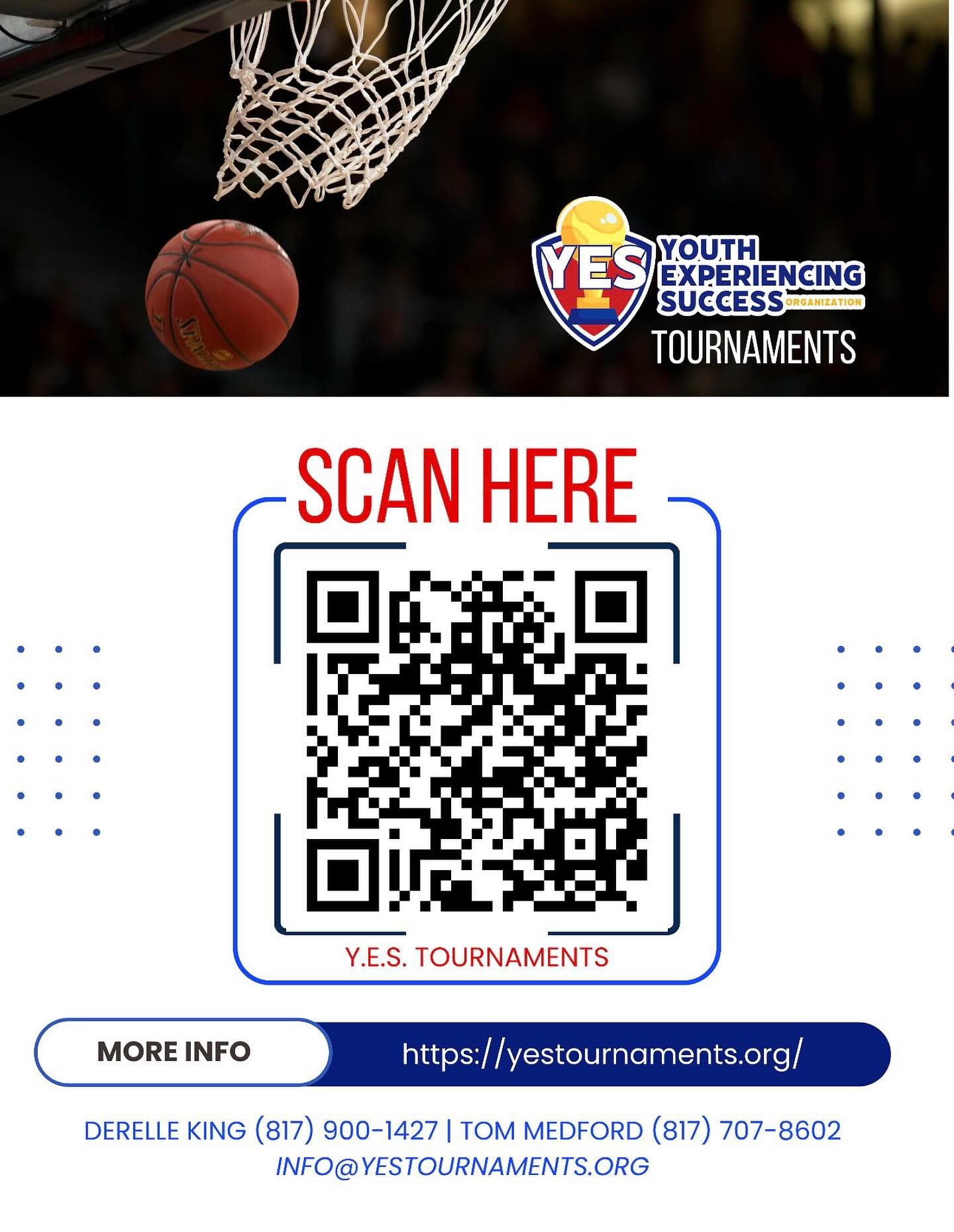 YES TOURNAMENTS ‼️✅

Scan for more info and to view our 2026 tournament calendar!! #YesWeCan #YouthExperiencingSuccess #YouthBasketball #TexasBasketballTournaments