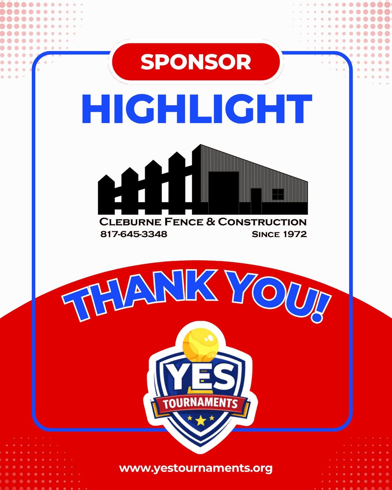 🔥 Sponsor Highlight 🔥

We want to give a big shoutout to Cleburne Fence &amp; Construction for their support!

Founded in 1972, they&rsquo;ve built a reputation for delivering high-quality fences and metal buildings you can count on. Whether it&rsq