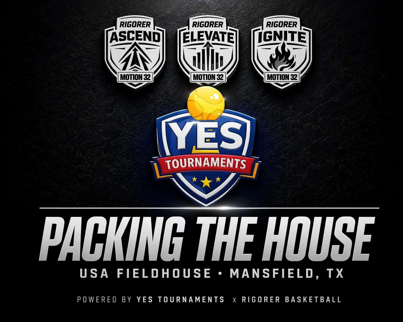 Big things happen when the right people come together.
This weekend, YES Tournaments x Rigorer Basketball are teaming up to bring 70+ teams from across Texas to the USA Fieldhouse in Mansfield &mdash; all under one roof.
Elite competition. Major expo