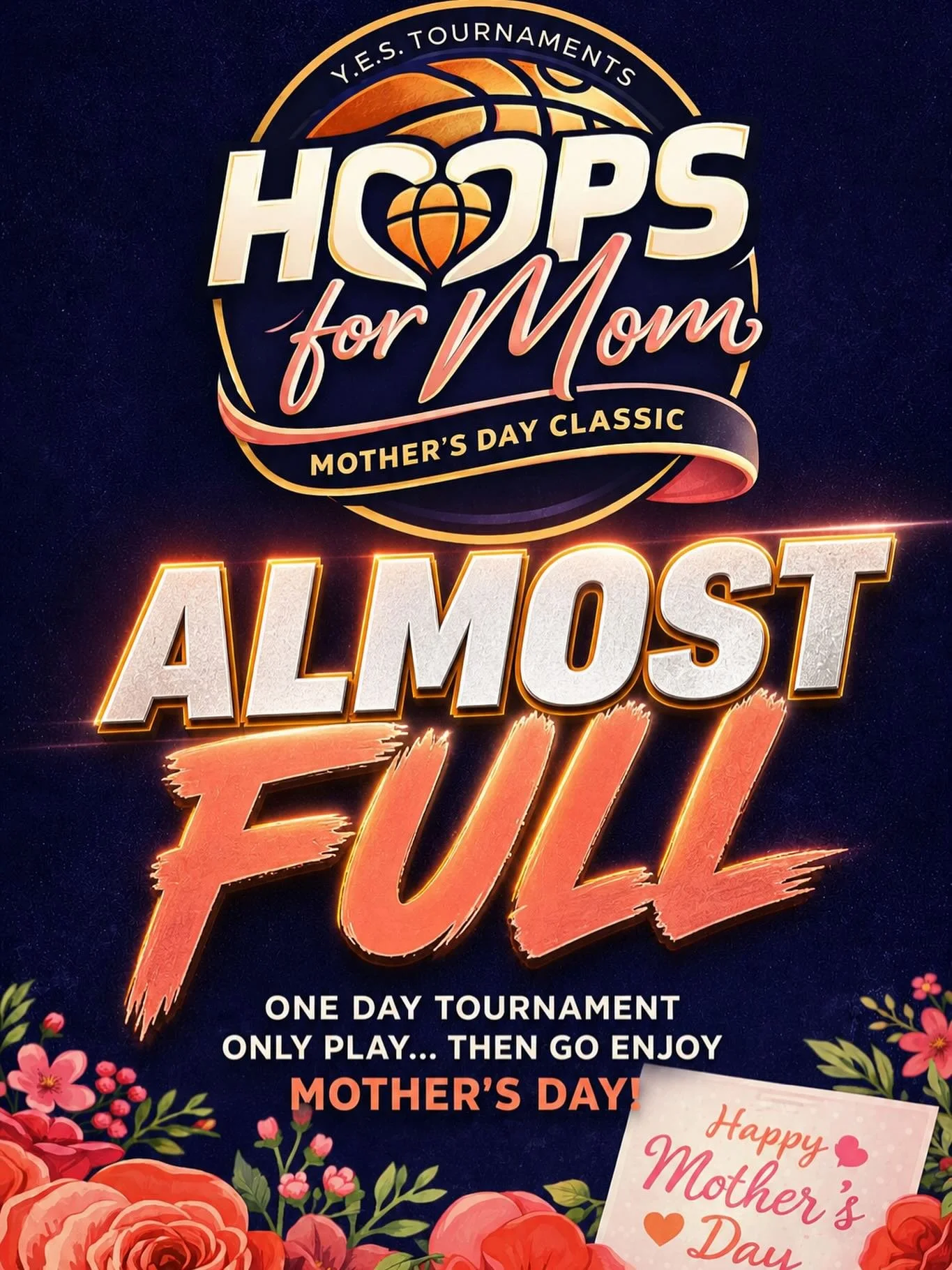 Almost FULL 🌸
One day. Great competition. Then go enjoy Mom.
Spots are closing FAST&mdash;get in before it&rsquo;s too late.
#hoopsformom #yestournaments #mothersdayclassic #dfwhoops