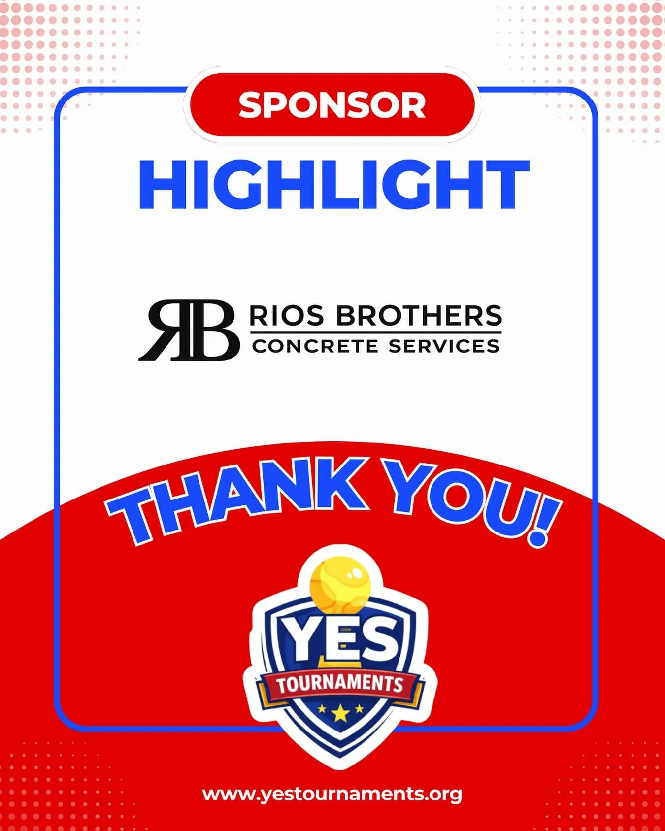 A huge THANK YOU to Rios Brothers Concrete Services for their generosity and support of Youth Experiencing Sucess!! 

We are incredibly grateful for businesses that believe in giving back to the youth and helping create opportunities for these athlet