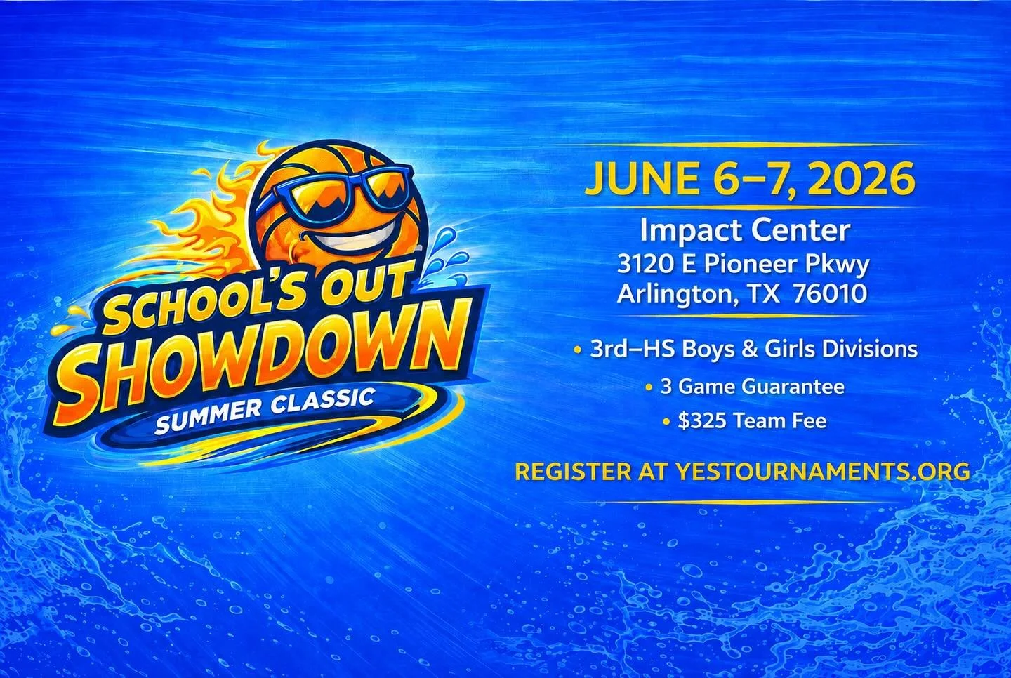 ☀️🏀 SCHOOL&rsquo;S OUT SHOWDOWN IS COMING TO ARLINGTON! 🏀☀️

Get ready for an action-packed weekend at the School&rsquo;s Out Showdown Summer Classic on June 6&ndash;7 at the Impact Center in Arlington, TX!

We&rsquo;re bringing together teams from