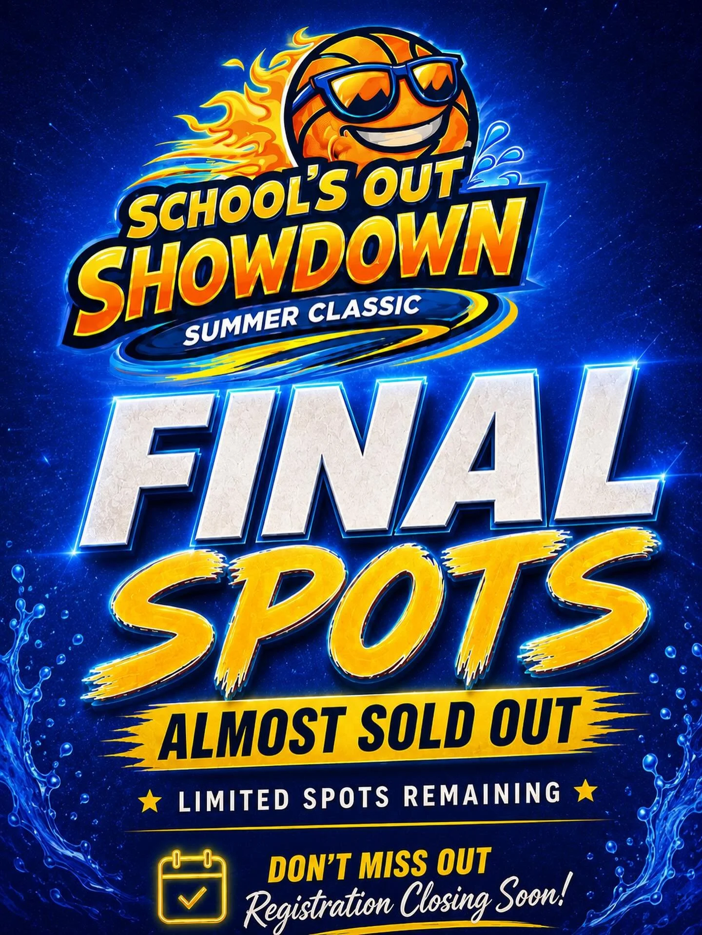 🏀🔥 **FINAL SPOTS REMAINING &ndash; SCHOOL&rsquo;S OUT SHOWDOWN!** 🔥🏀

The countdown is on!

Our **School&rsquo;s Out Showdown Summer Classic** is set for **June 6-7 at the Impact Center in Arlington, Texas**, and we are nearly at capacity. Team r