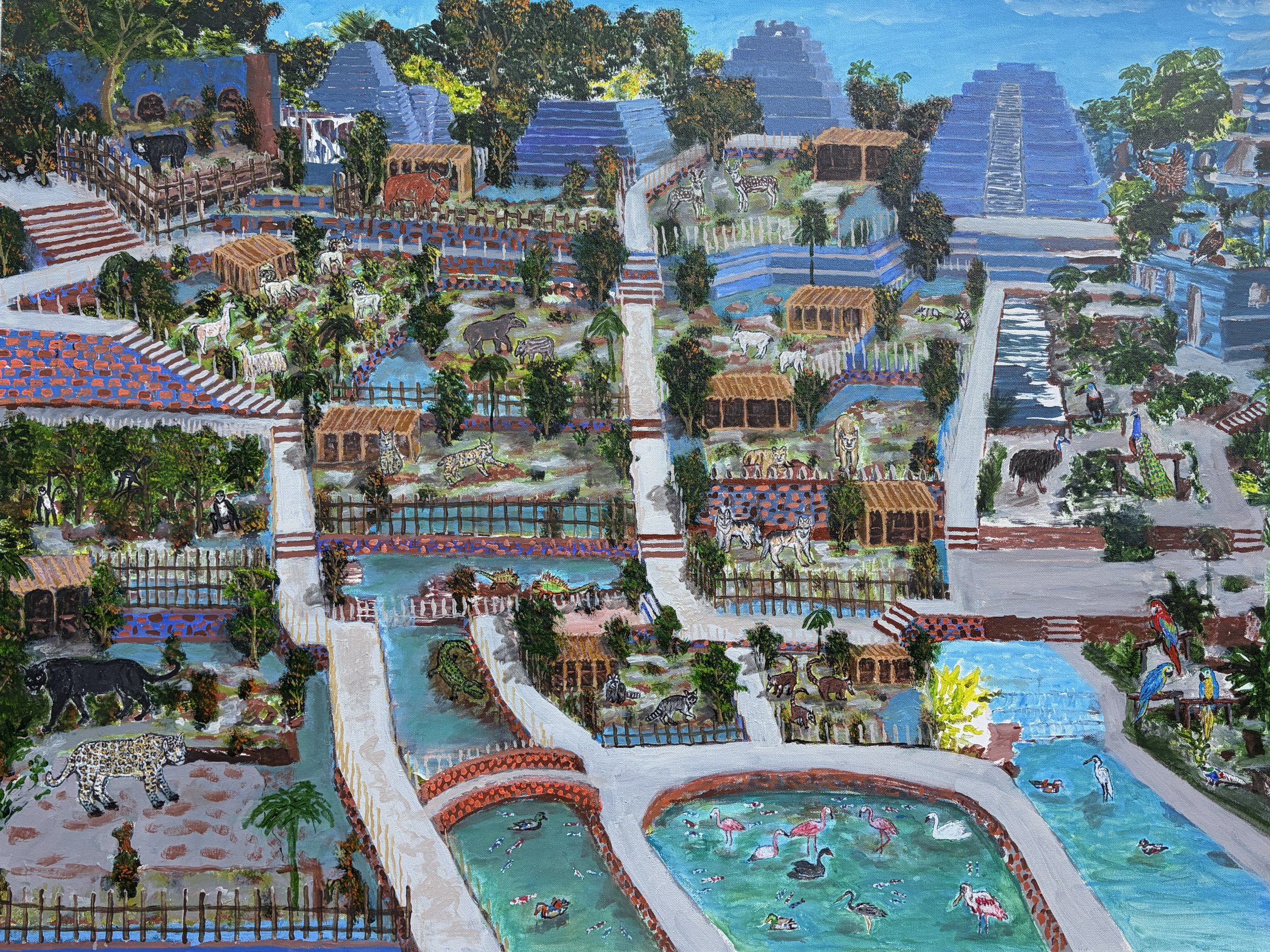 House of the Beasts
& Garden of Birds: Within Moctezuma II’s zoológico, the House of the Beasts stands beside lush aviary gardens, alive with color, movement, and rare song.
Together they form an imperial sanctuary, where the Mexica world gathered it