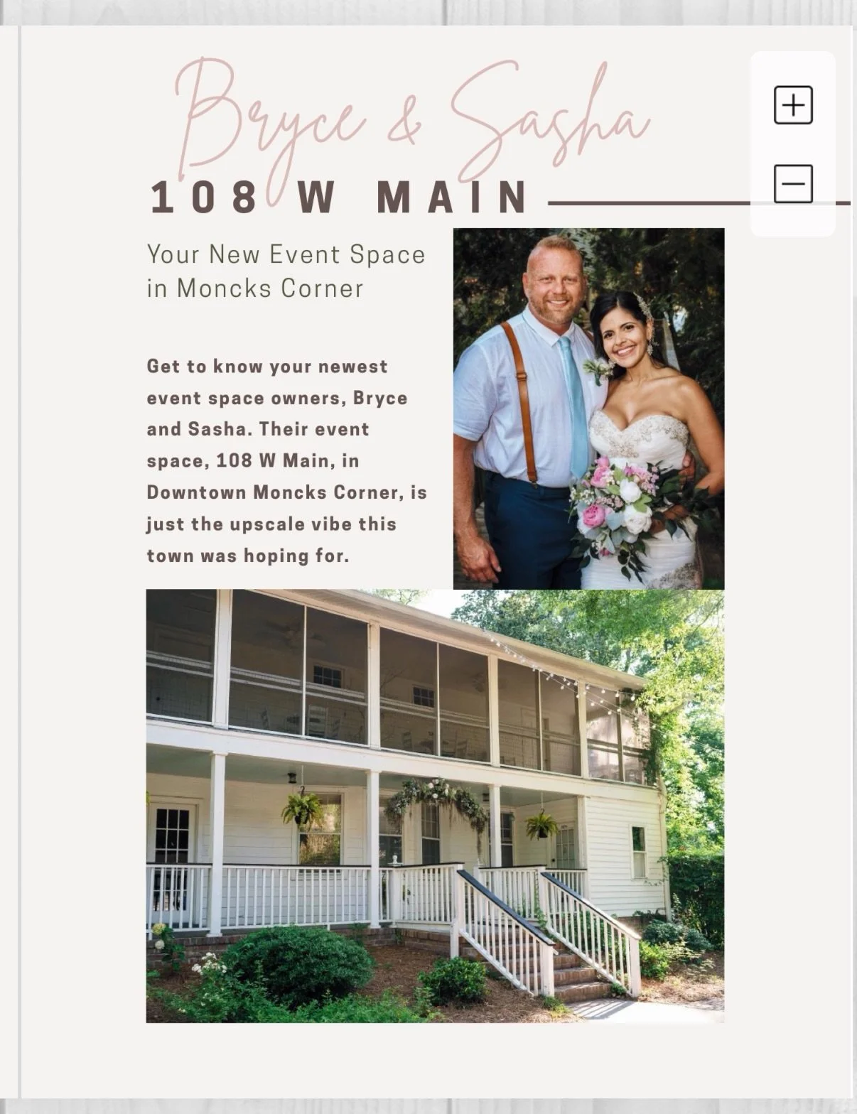 We are so honored to be featured in The Berkeley Bloom, Winter 2026 edition.

Huge thank you to Crystal Driggers for showcasing 108 W Main and sharing our story with the Berkeley County community. It truly means so much to us to be part of something 