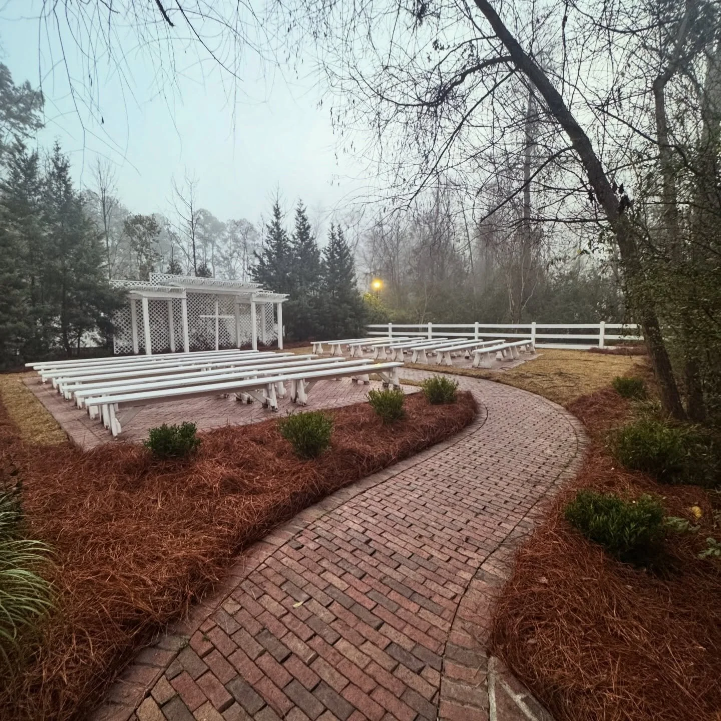 Final update for now and we are officially ready.

Pine straw down. Fresh sod in. Walkways cleaned. The ceremony garden is set and we have a wedding tomorrow.

Watching this space come together has been such a special moment for us. We cannot wait to