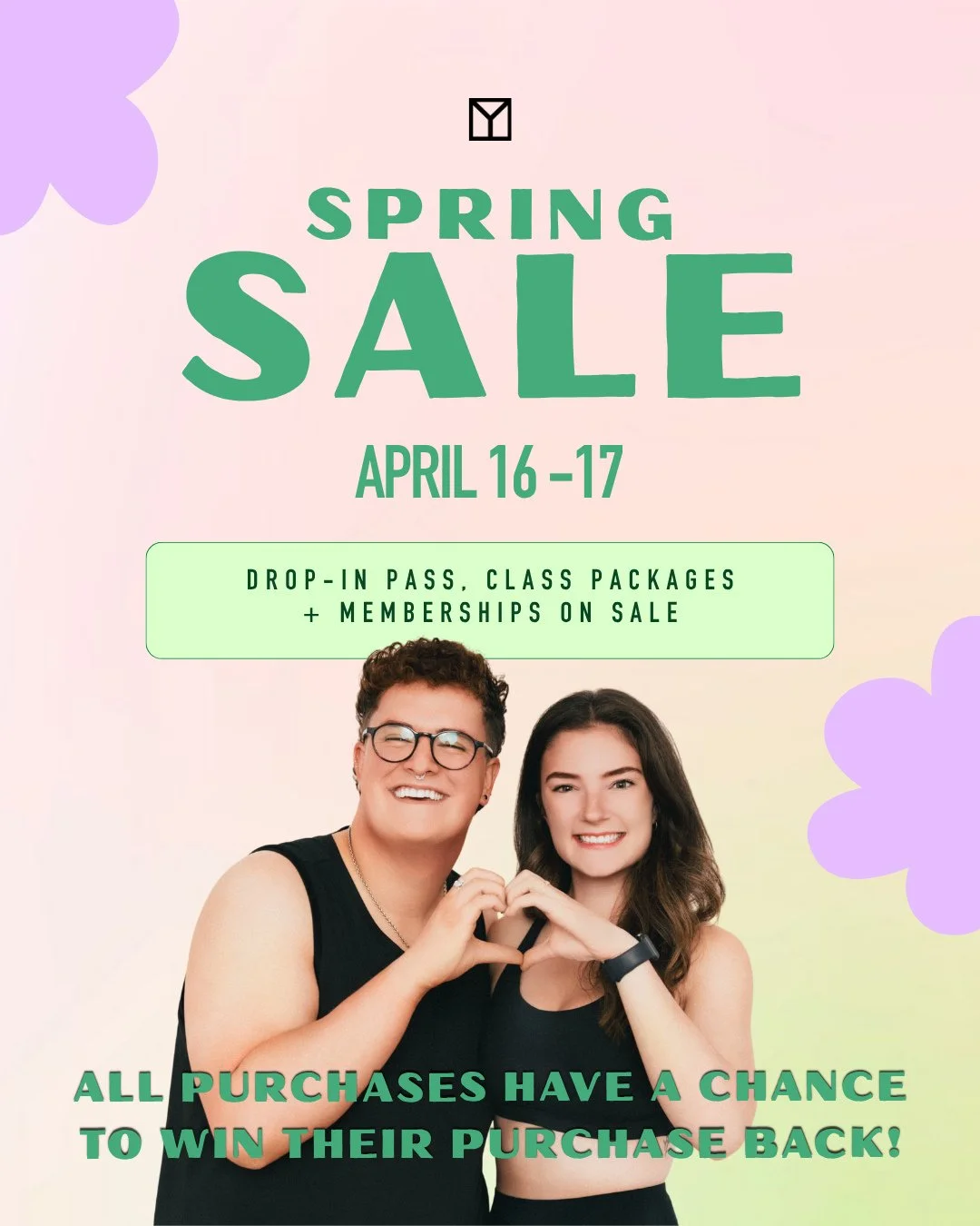 🌸 Spring Into Savings 🌸 For 2 days only, our drop-in passes, class packages, and memberships are on sale! SWIPE to view more details ➡️⁠
⁠
🌷𝟭𝟱% 𝗼𝗳𝗳 𝗗𝗿𝗼𝗽-𝗜𝗻 𝗣𝗮𝘀𝘀𝗲𝘀 + 𝗔𝗹𝗹 𝗖𝗹𝗮𝘀𝘀 𝗣𝗮𝗰𝗸𝗮𝗴𝗲𝘀⁠
- Can combine with any other 