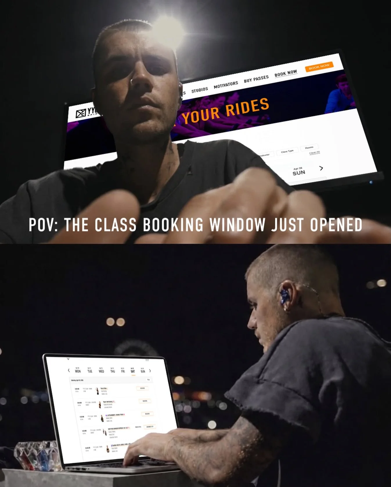 Be like Justin and book your spin classes 💻🚲 Who else is not over Bieberchella?