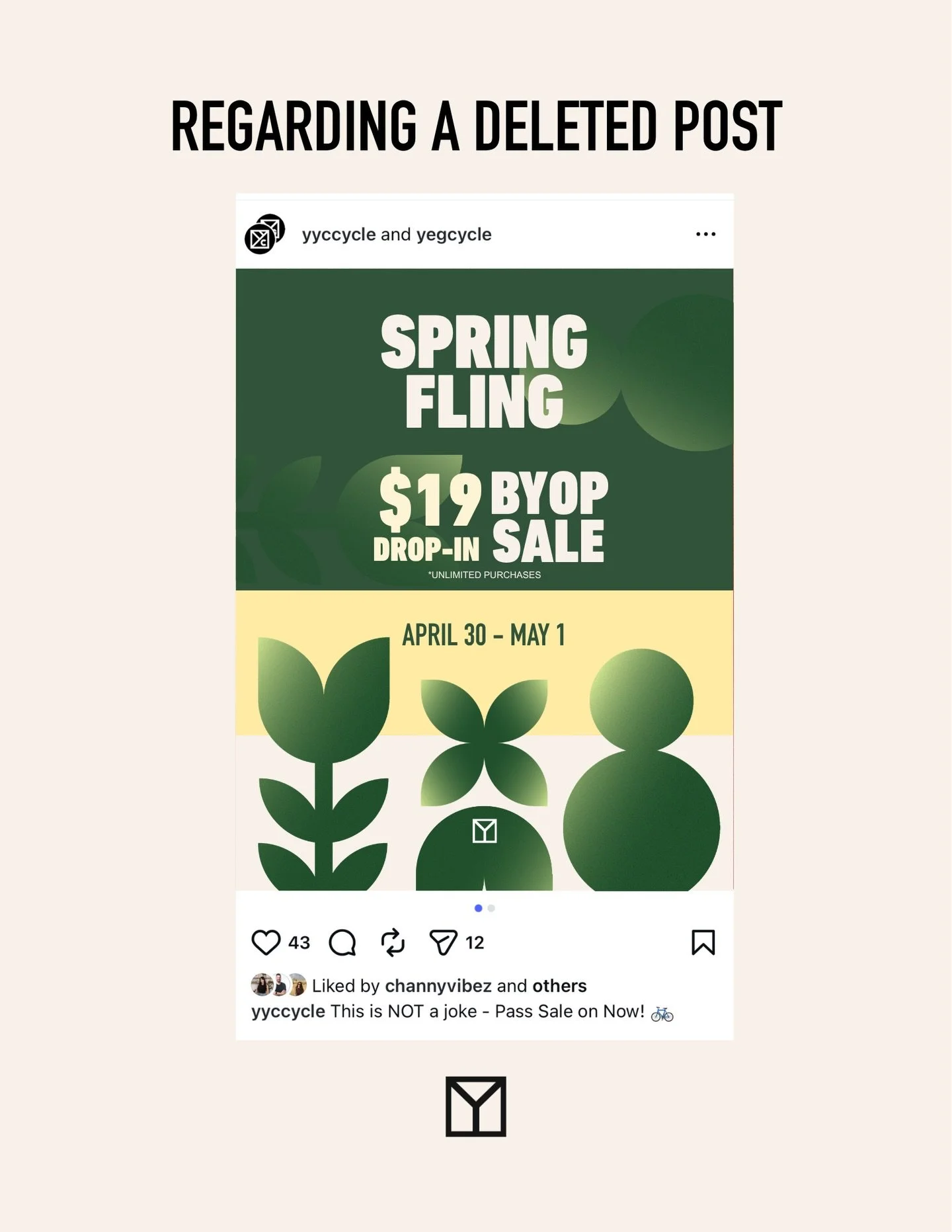 Swipe to see pass sale details ➡️🌸 $19 Drop-In passes (unlimited purchases!)⁠
⁠
Build your own pass! The sale goes from April 30th to May 1st (2 Day Sale).⁠
⁠
🎁 Win a YYC CYCLE Spring Package ($200 value)⁠
👉 1 drop-in purchase = 1 entry for prize 