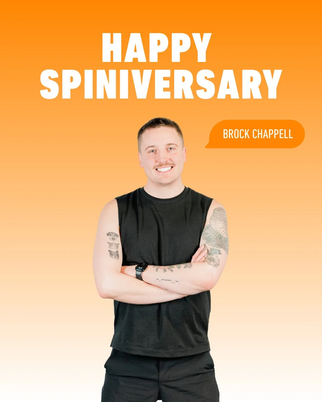 🎉🚲 𝟰 𝗬𝗘𝗔𝗥 𝗦𝗣𝗜𝗡𝗜𝗩𝗘𝗥𝗦𝗔𝗥𝗬: Brock Chappell 🚲🎉 @brock.chappell⁠
⁠
Ride in his classes every:⁠
🧡 Monday 6:00AM @ University District⁠
🧡 Thursday 6:00AM @ Marda Loop⁠
⁠
Let's all give some love in the comments below ⬇️