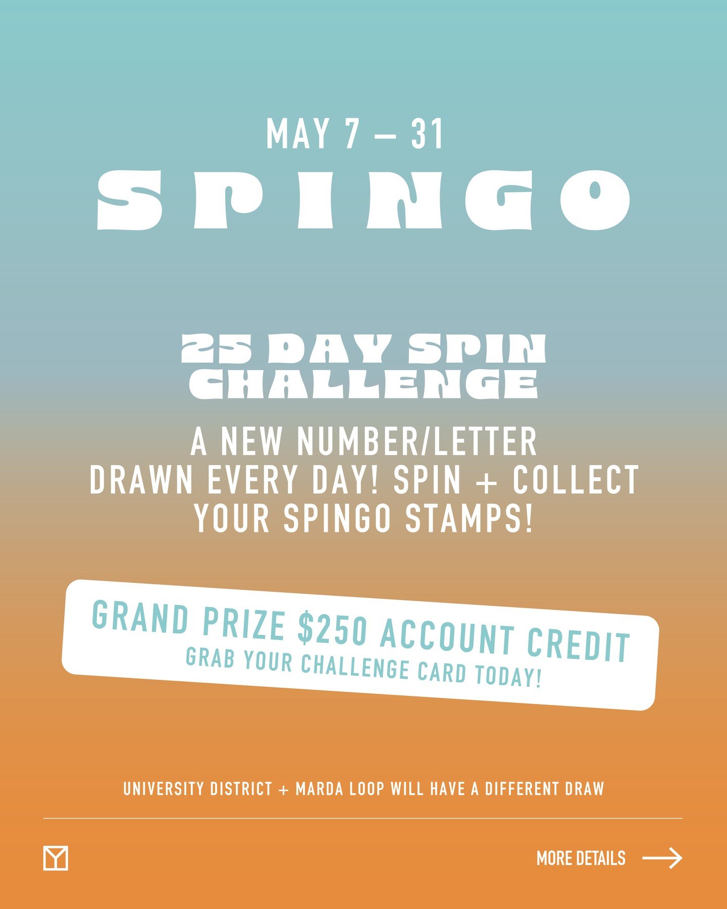 🟠🚲 SPINGO TIME 🚲🟠 From May 7-31⁠
⁠
𝗖𝗛𝗔𝗟𝗟𝗘𝗡𝗚𝗘 𝗥𝗨𝗟𝗘𝗦:⁠
⁠
✨ Grab a challenge card in-studio + ride in a class (you must ride in order to get a sticker)⁠
⁠
🟡 Every day, a new draw (letter/number) will be announce on our Instagram and w
