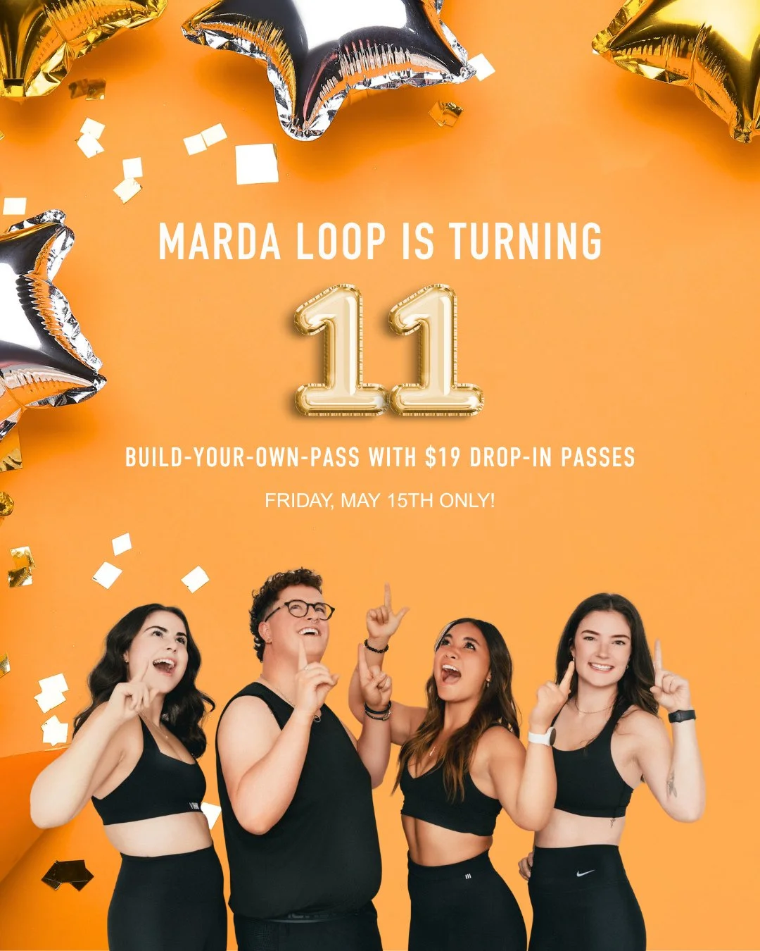 Marda Loop is 11 today! 🥳🎈Come celebrate with us at the studio!⁠
⁠
We're also offering a ONE DAY pass sale:⁠
🚲 BYOP $19 Drop-In Passes (purchase as many as you'd like!)⁠
⁠
🛒 Purchase on the app, or in the link in bio.⁠
⁠
*Passes can only be used 