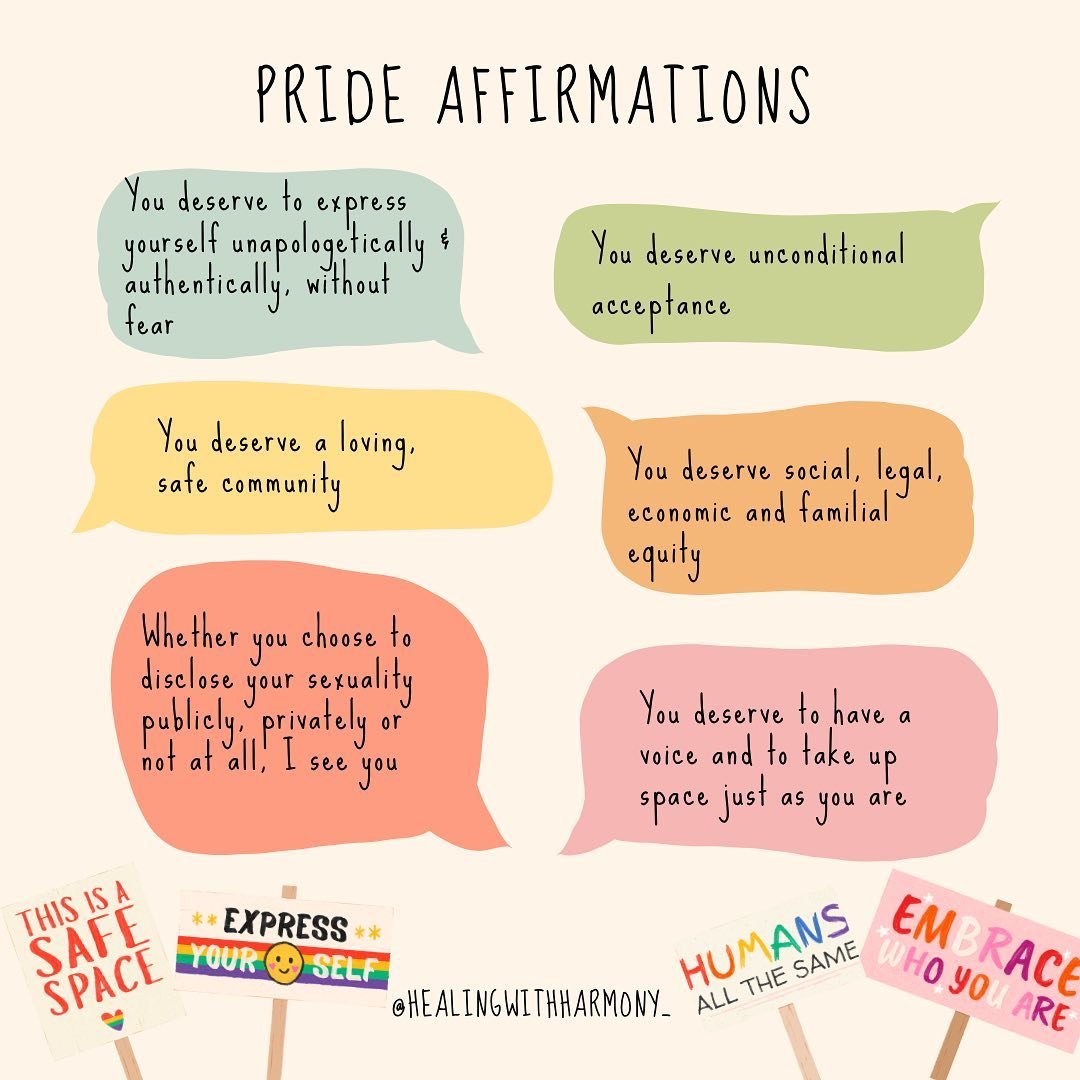 It&rsquo;s Pride month so I created some affirmations to build your pride, whatever that looks like for you 🌈 

#pridemonth #pride2023 #selflove #selfacceptance #equity #affirmation #mentalhealth #feminism #womanism #therapist #blacktherapist #comin