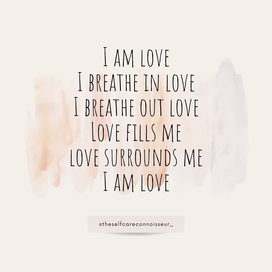 💕I am love 
I breathe in love
I breathe out love
Love fills me
love surrounds me
I am love

#mantra #affirmations #dailyaffirmations #mentalhealth #mentalhealthawareness #postpartum #postpartumdepression #mom #blacktherapist #wellnesswednesday