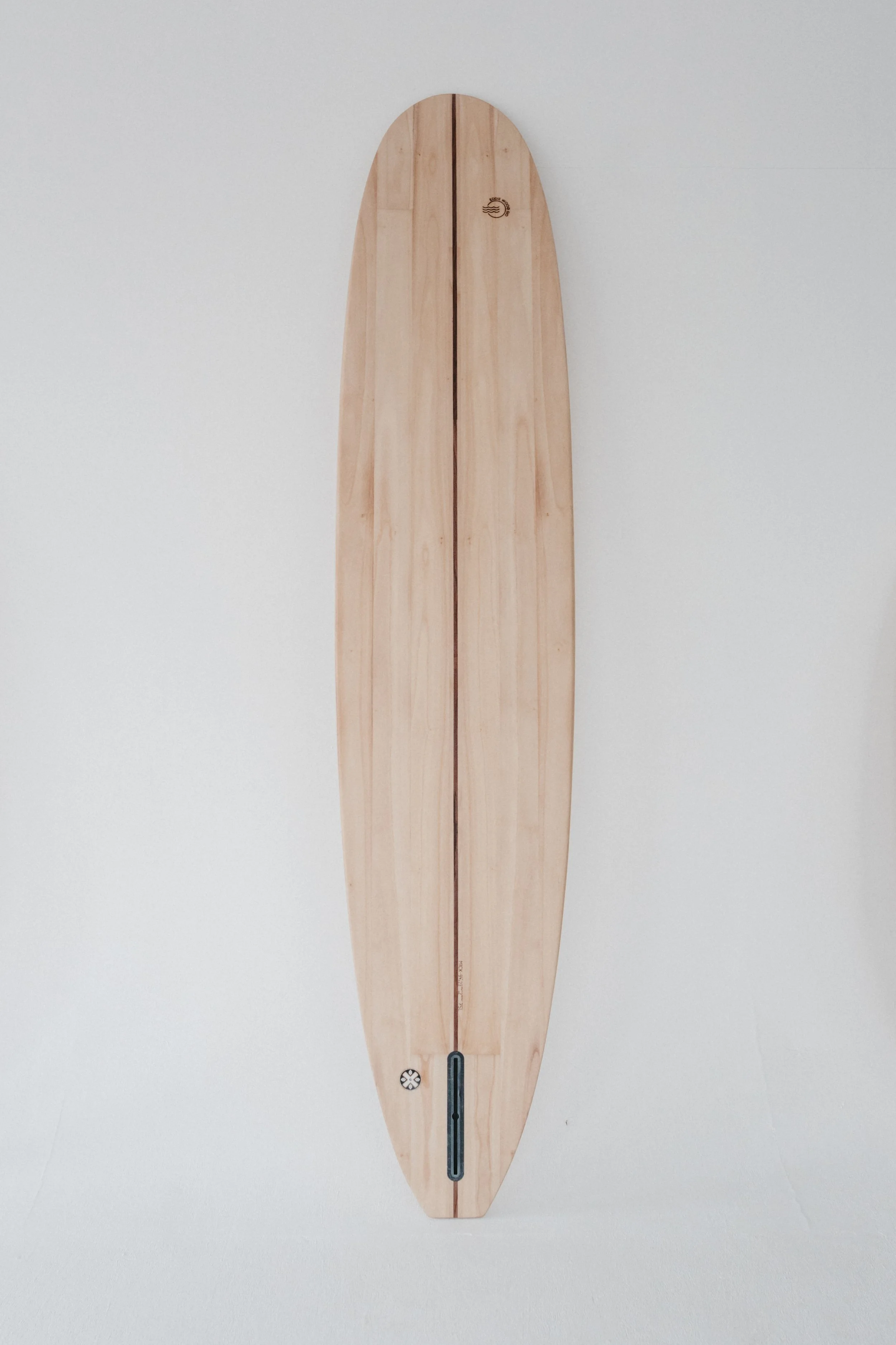 Mick Longboard – Unterseite mit Single Fin, Bio-Epoxy Matt-finish