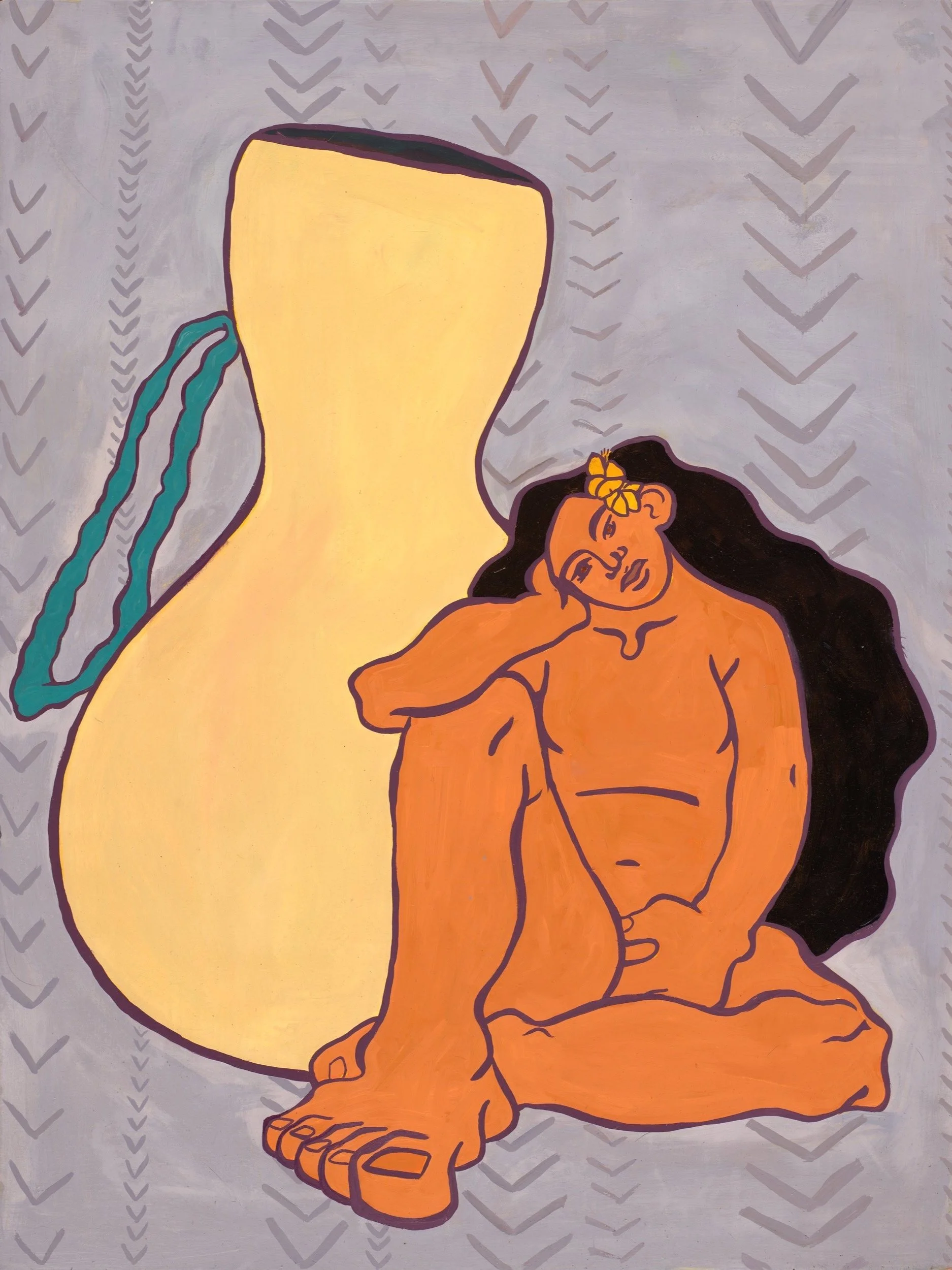 The 'Ulī'ulī Lady - 18"x24", Acrylic on canvas