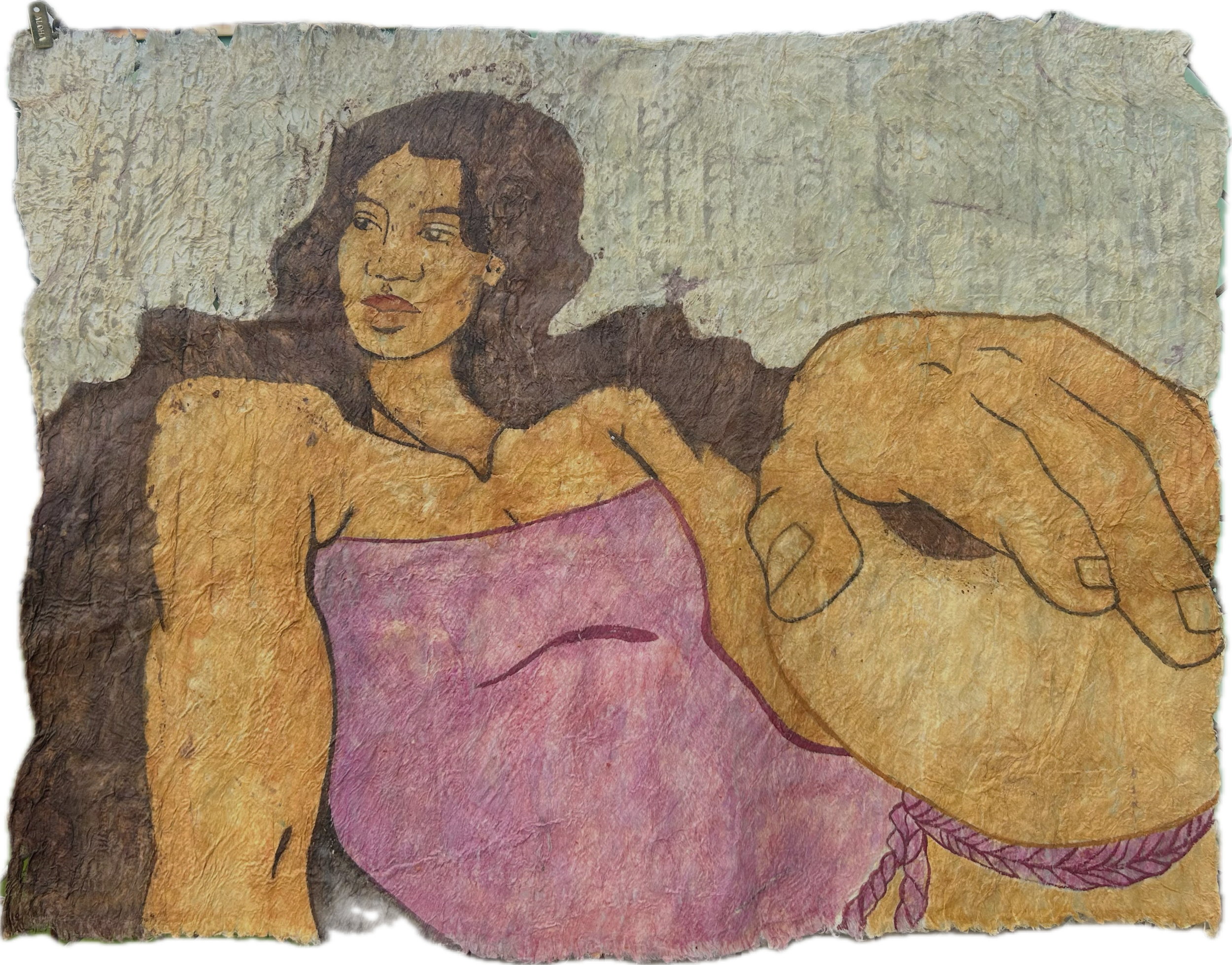 Hoʻomaha - Natural dye and watercolor batik on kapa