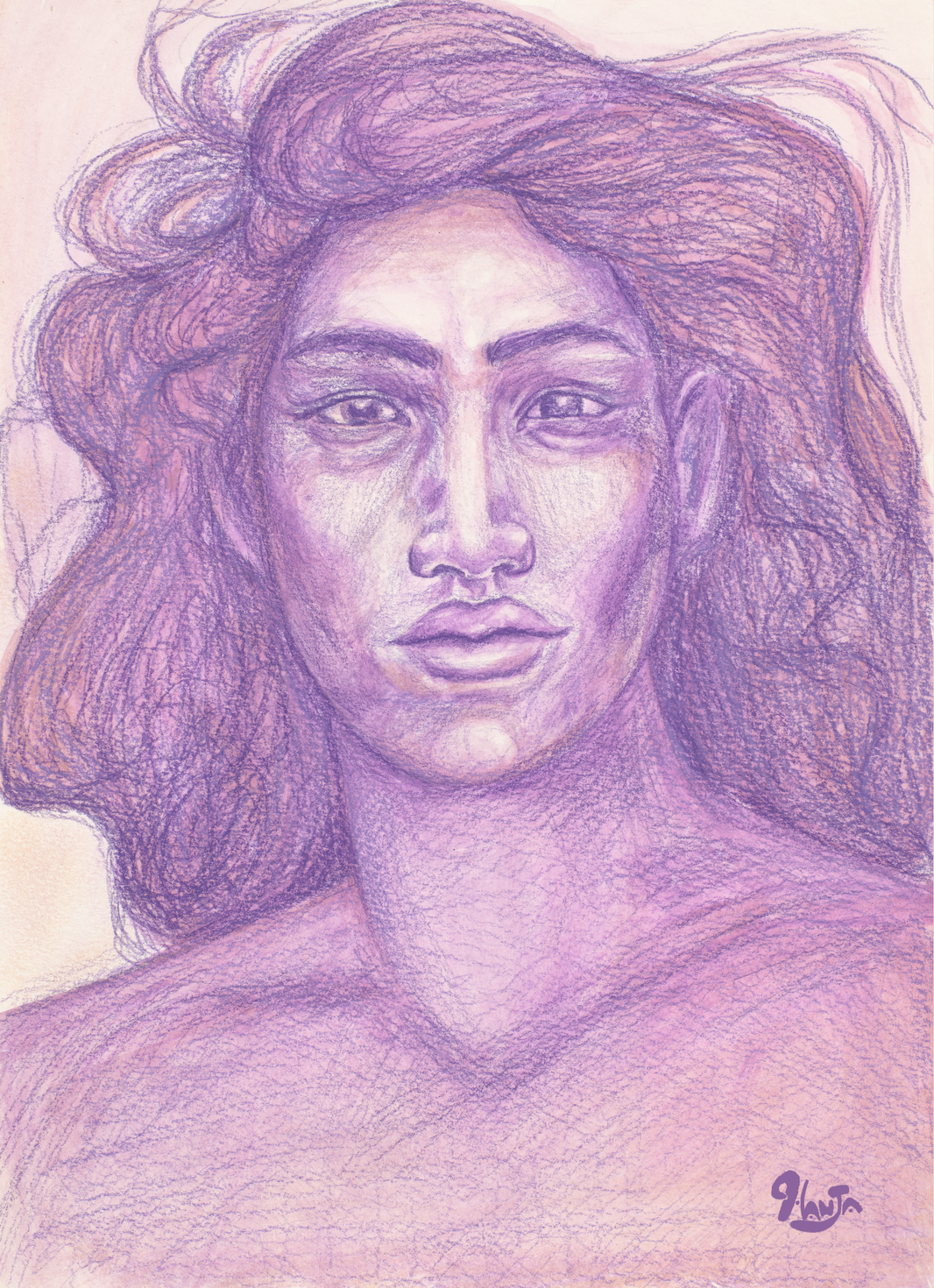 Pele Portrait - 9" x 12", watercolor and colored pencil on paper
