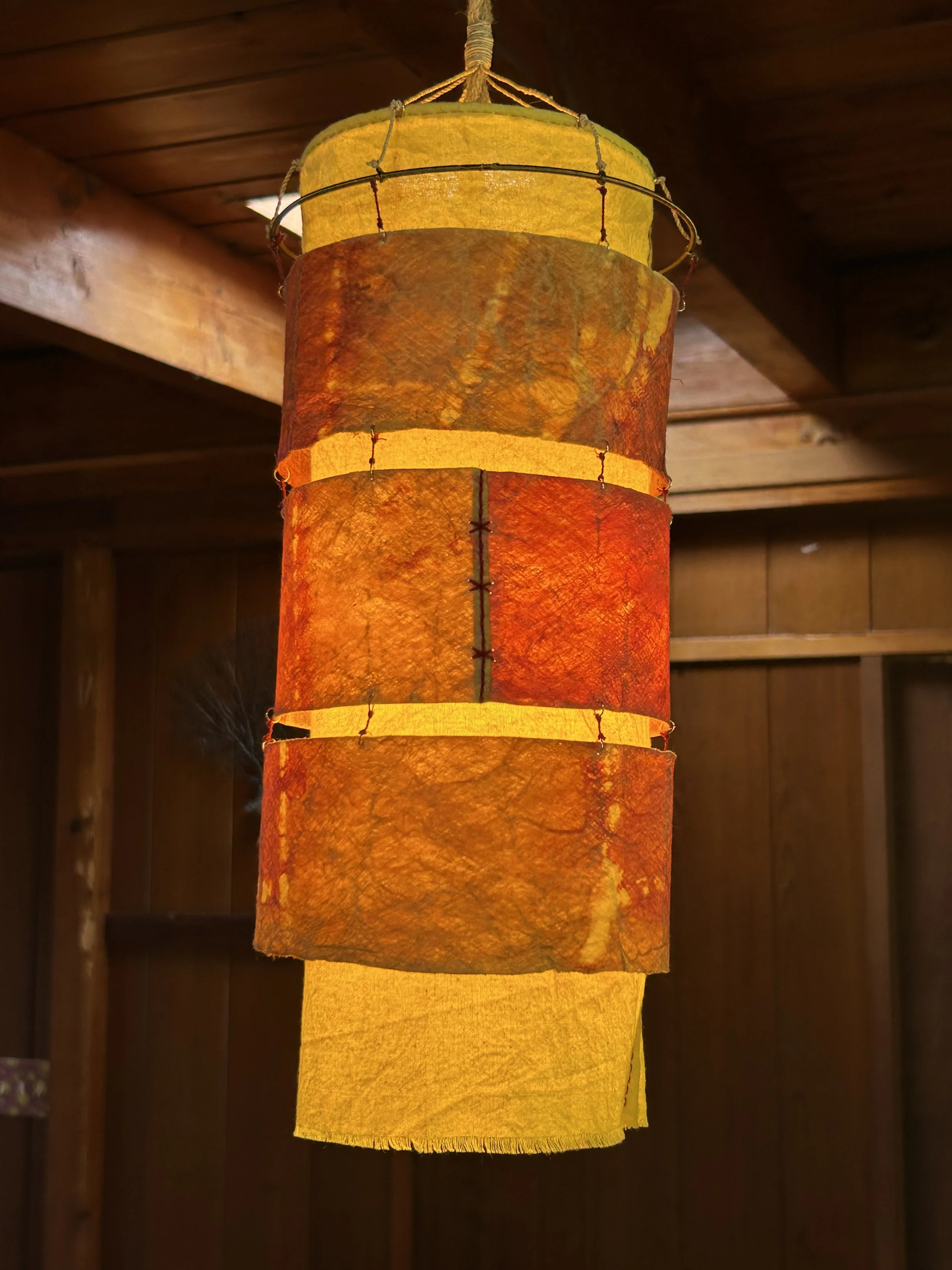 Ipu Lamp- 5.5" x 18" Naturaly dyed tapa and canvas