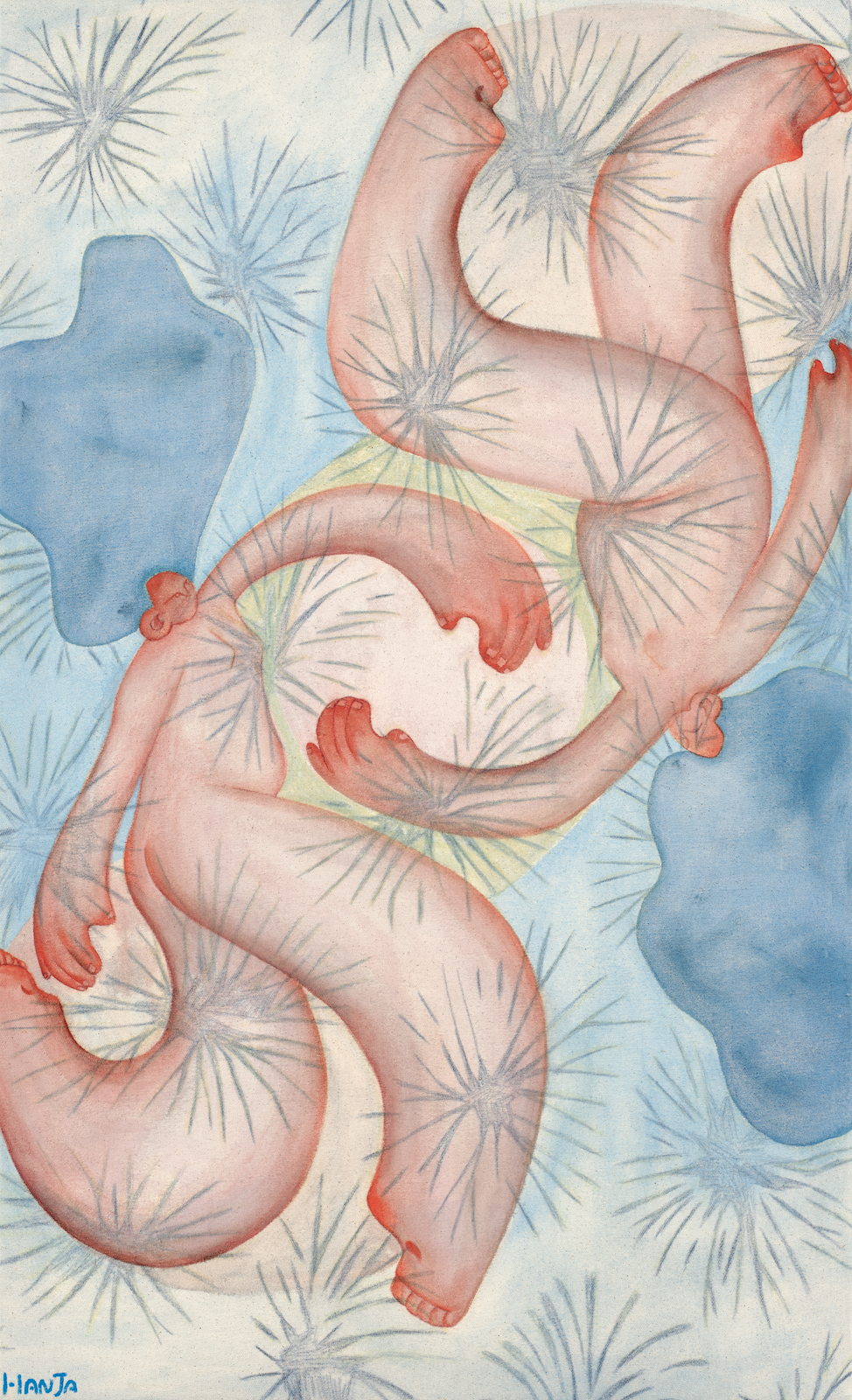 -SOLD- Nexus - 24" x 42", chalk pastel and gouache on recycled cloth